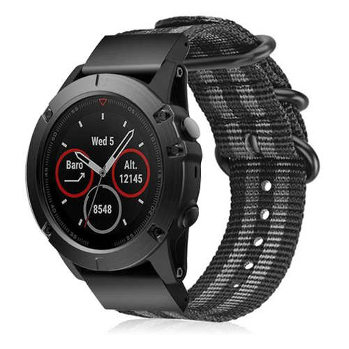 Garmin Forerunner 945 Nylonarmband mit Schnalle (Schwarz/Grau)
