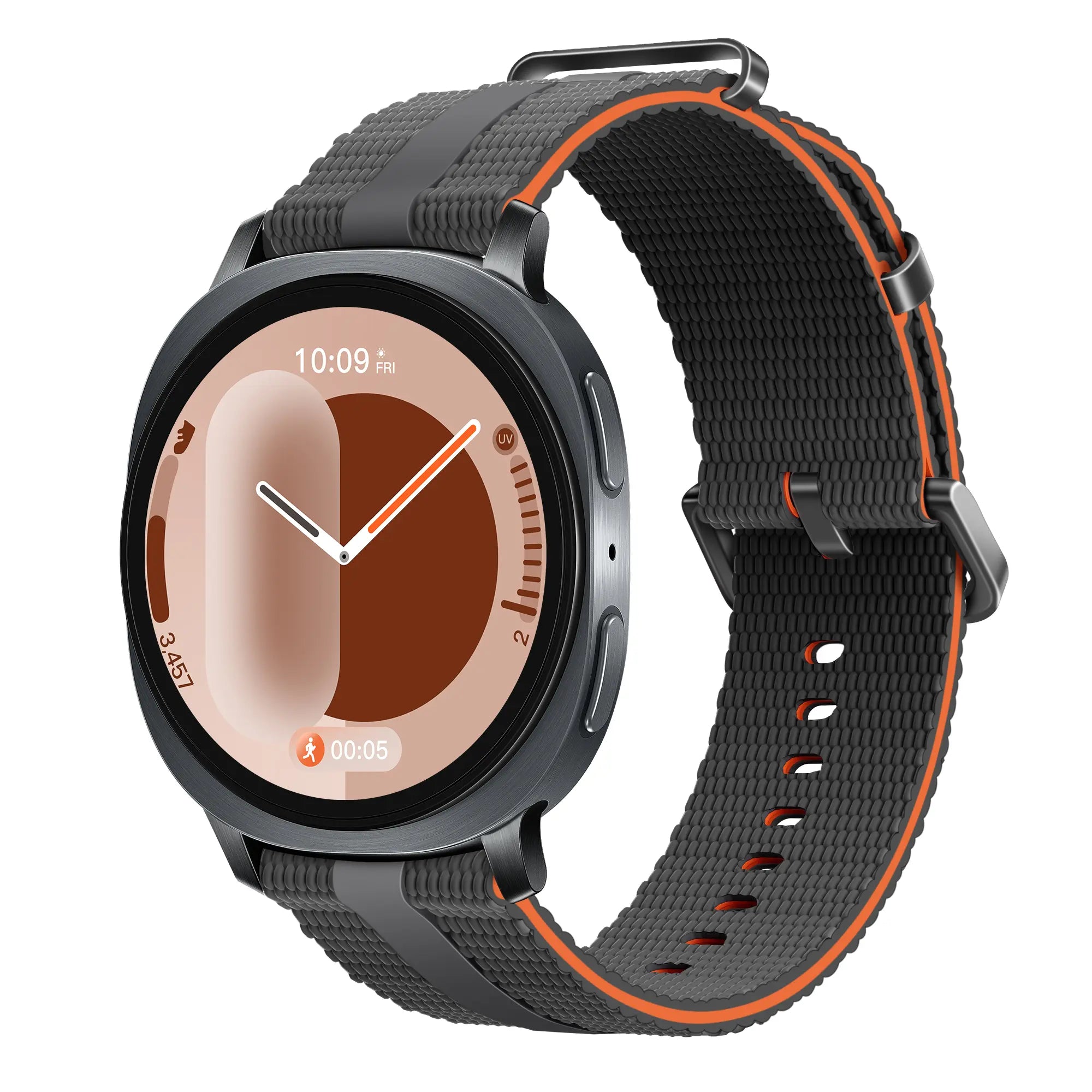 Samsung Galaxy Watch 9 - 44mm Silikon Active Armband (Hellgrau/Orange)
