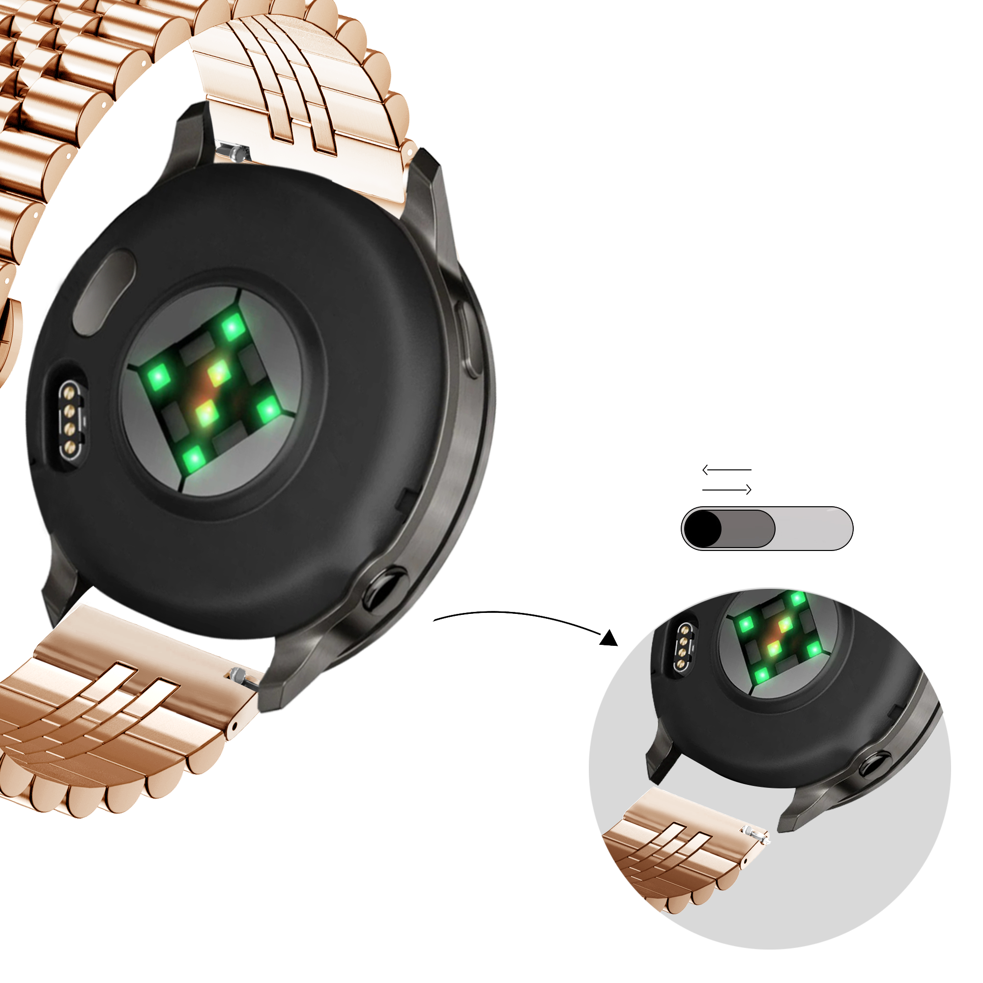 Bandz Garmin Vivomove 3s Steel Strap 'Jubilee' (Rose Gold)