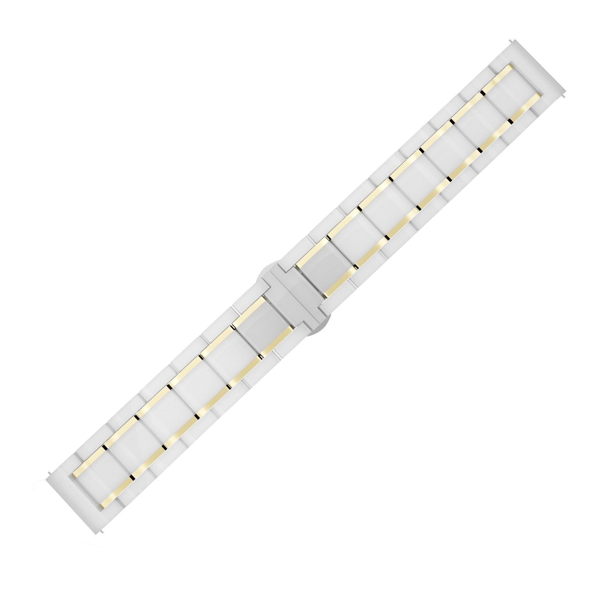 Samsung Galaxy Watch FE Ceramic Link Strap (White/Gold)