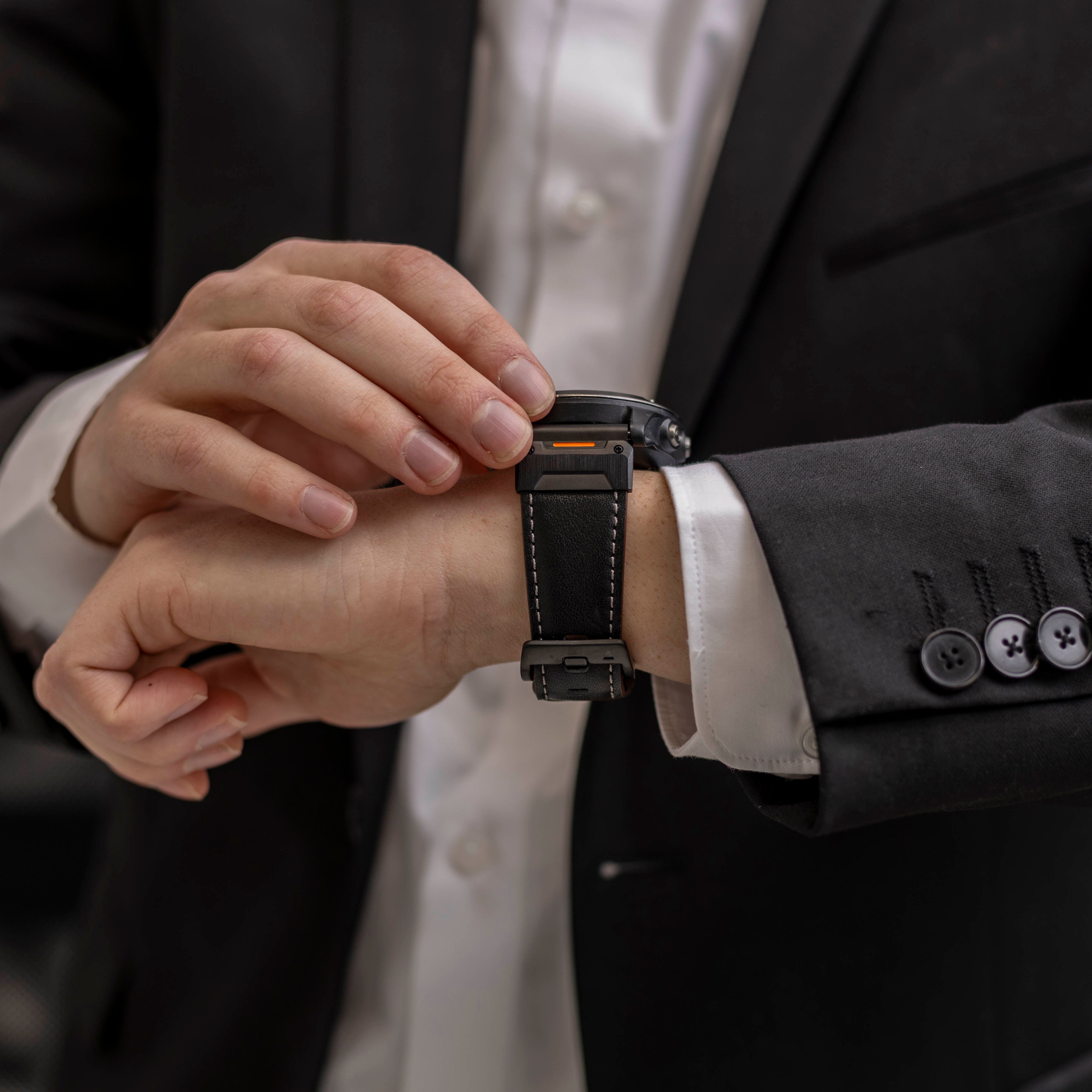 Garmin Fenix 5x / 6x Genuine Leather Strap (Black)