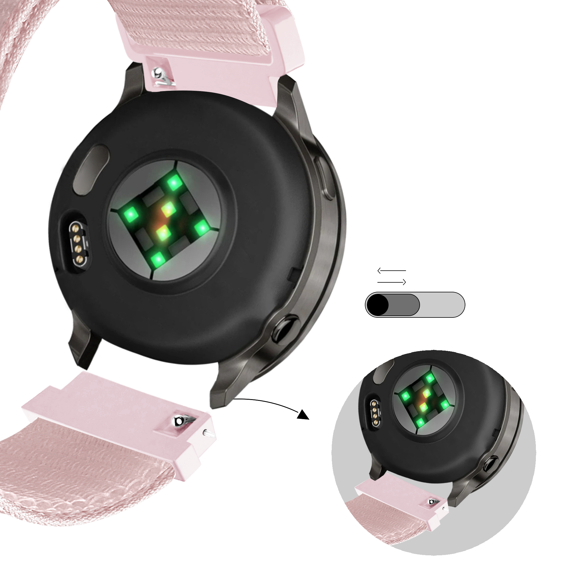 Bandz Garmin Vivomove Luxe Nylon Loop Armband (Hell Rosa)