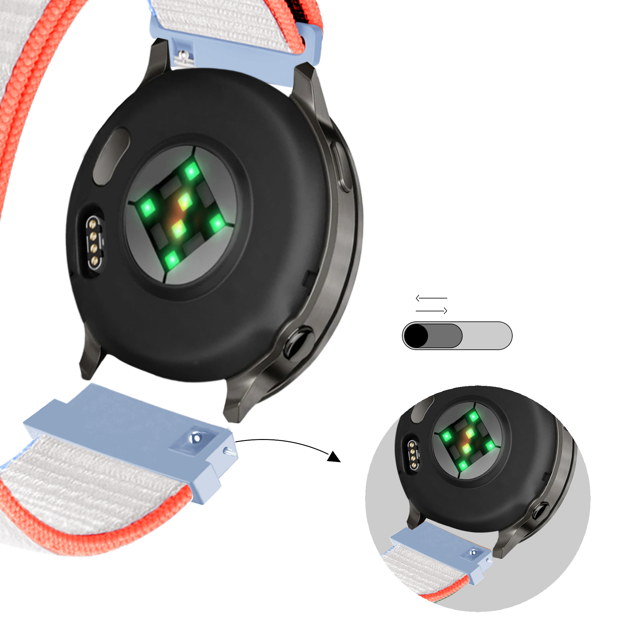 Bandz Garmin Venu 4 - 41mm Nylon Loop Armband (Milch Weiß)