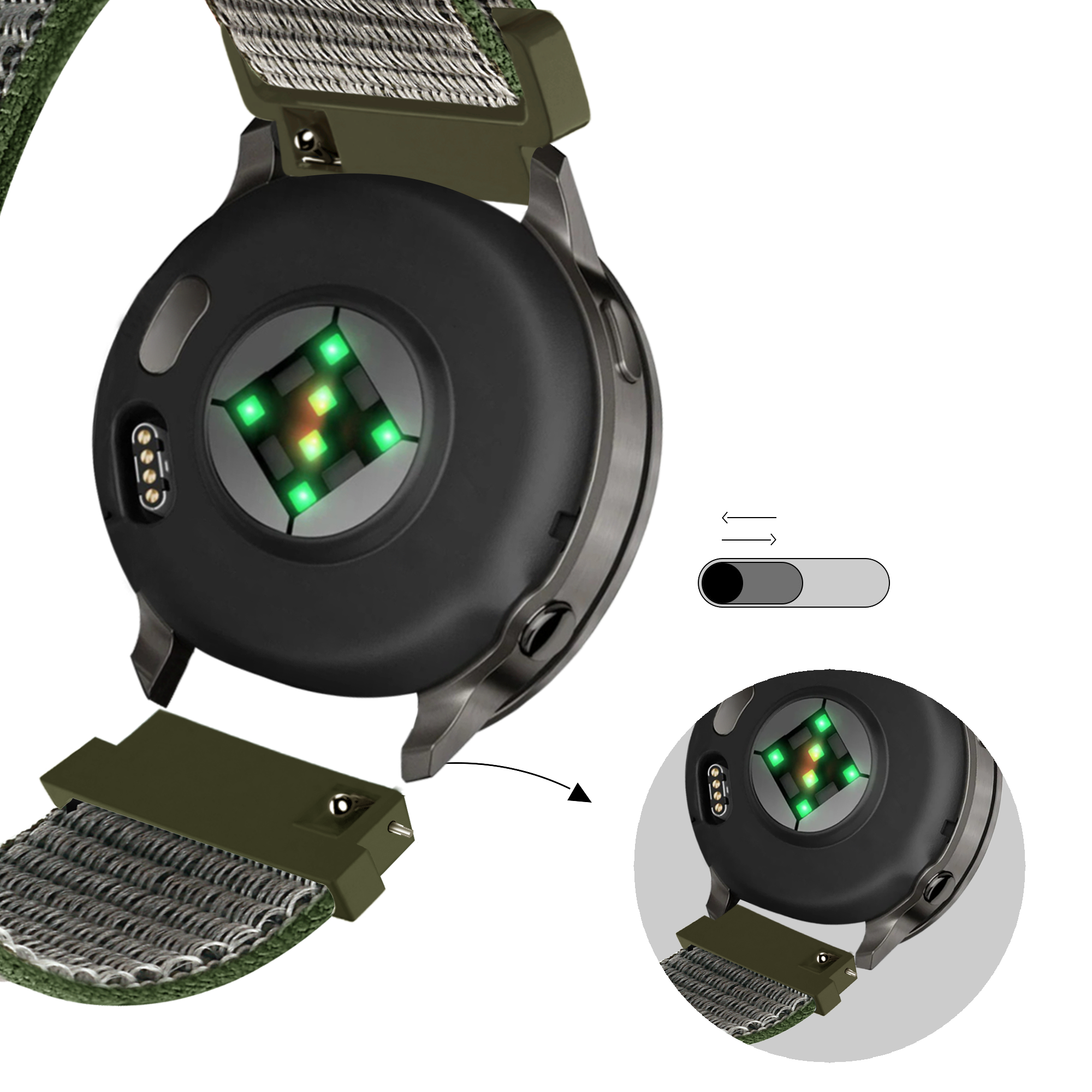 Bandz Garmin Approach S12 Nylon Loop Strap (Olive Green)