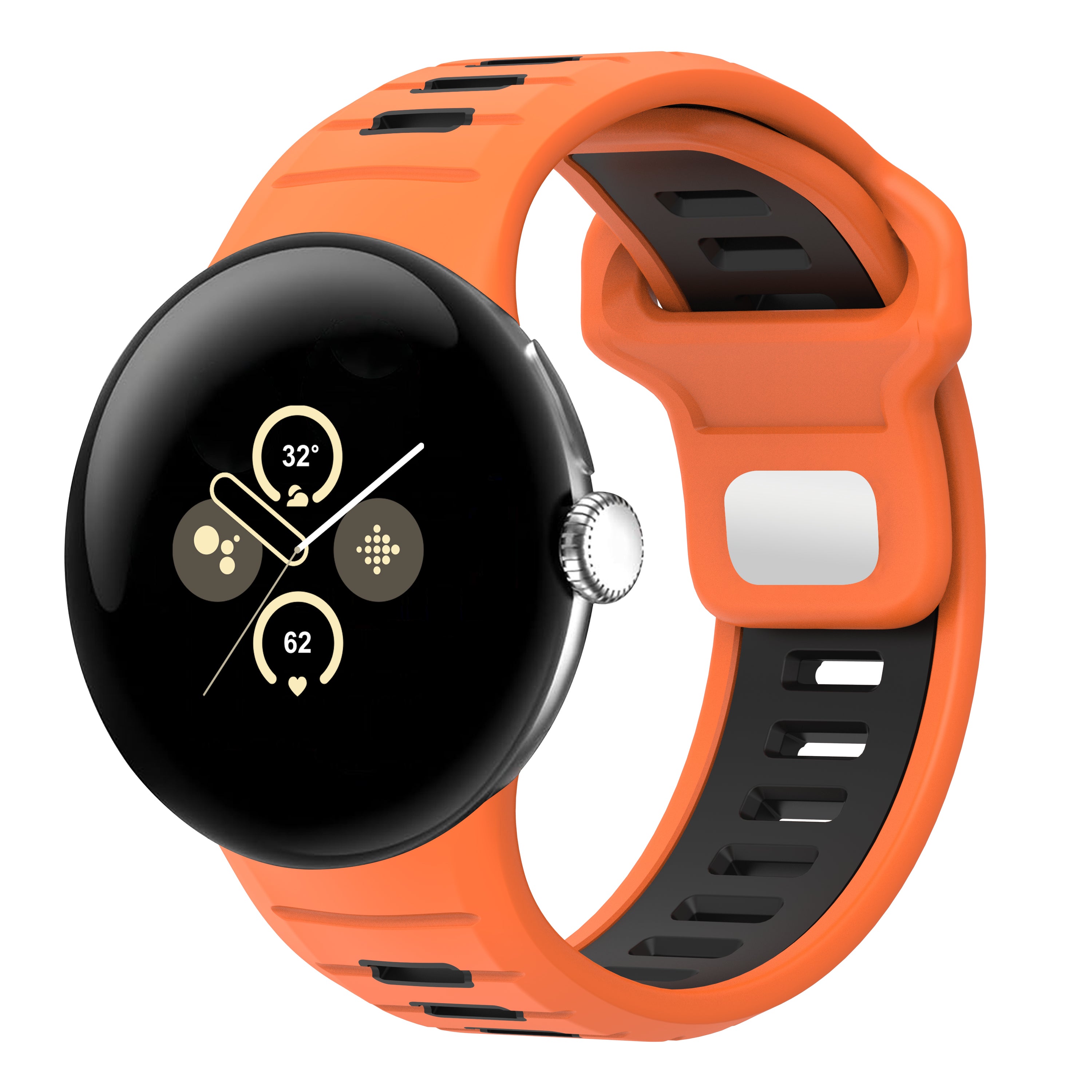 Google Pixel Watch 4 - 45mm Duo Sportarmband (Orange/Schwarz)