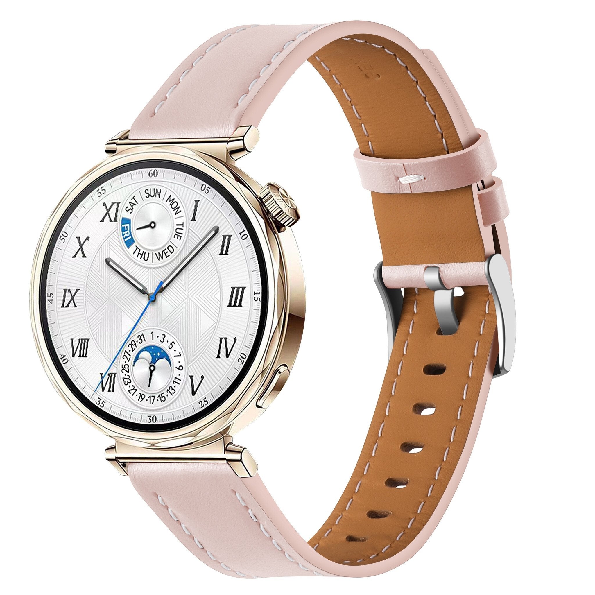 Huawei Watch 5 - 42mm 'One Push' Lederarmband (Hell Rosa)