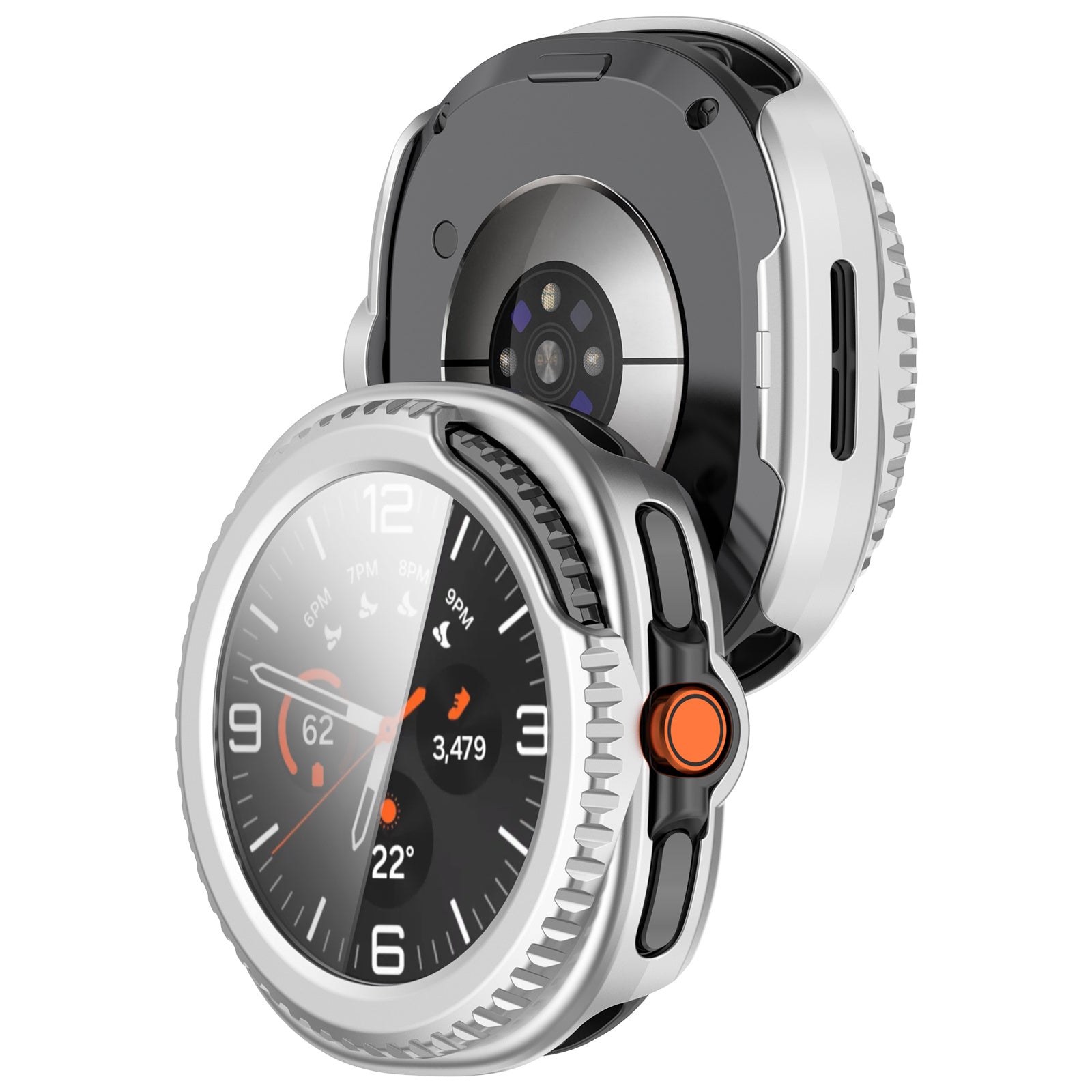 Samsung Galaxy Watch 8 Classic Hard Case with Glass (Silver)