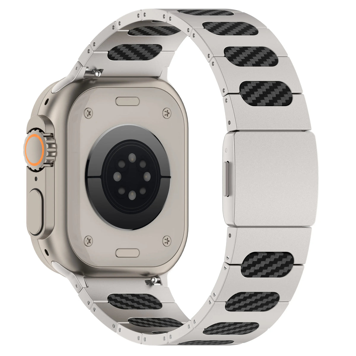 Apple Watch Ultra Raffiniert Stahl-Hybridarmband (Silber/Karbon)