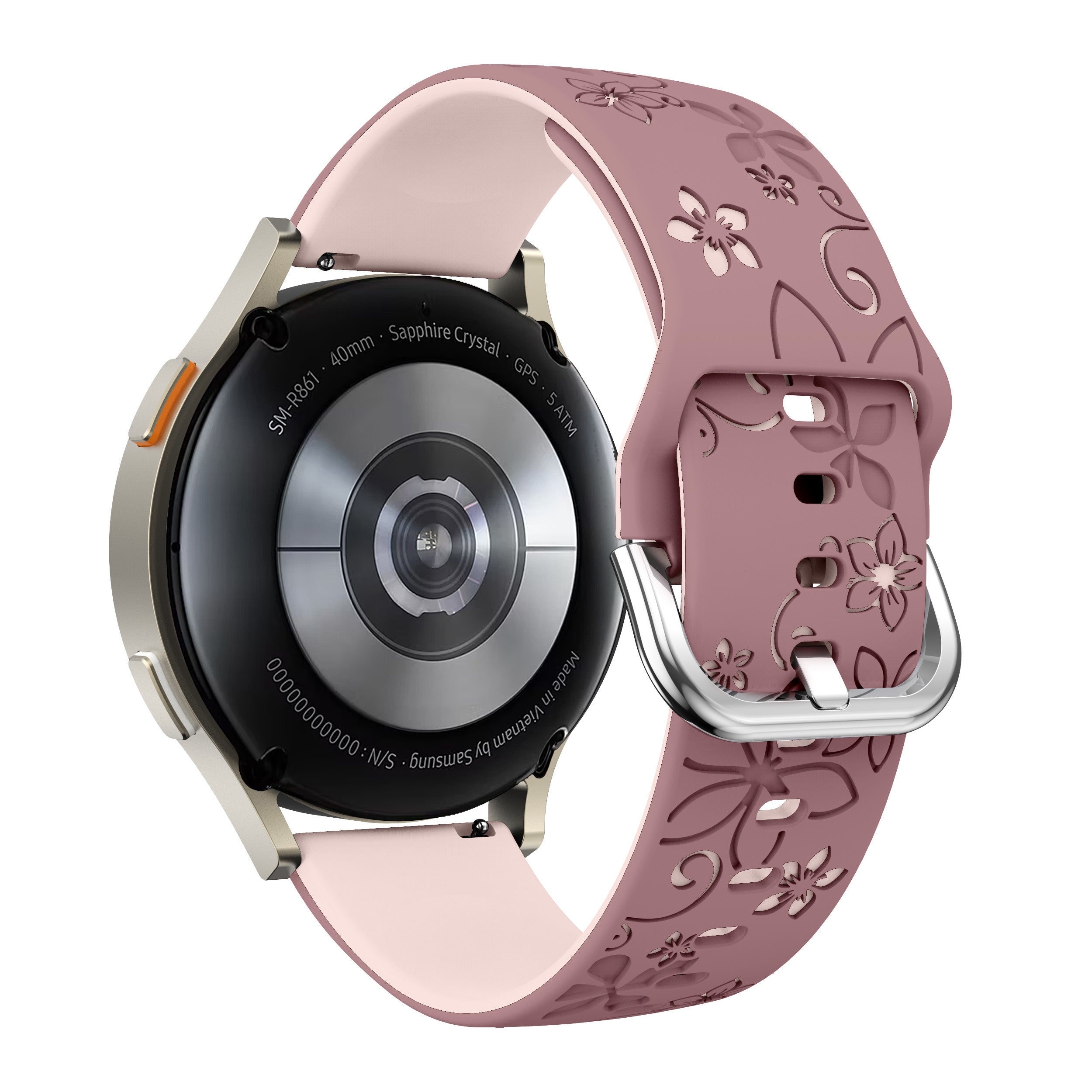 Samsung Galaxy Watch 4 Classic 46mm Flower Silikonarmband (Mauve/Helles Rosa)