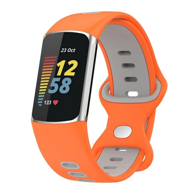 Fitbit Charge 6 Sport Strap (Orange/Grey)