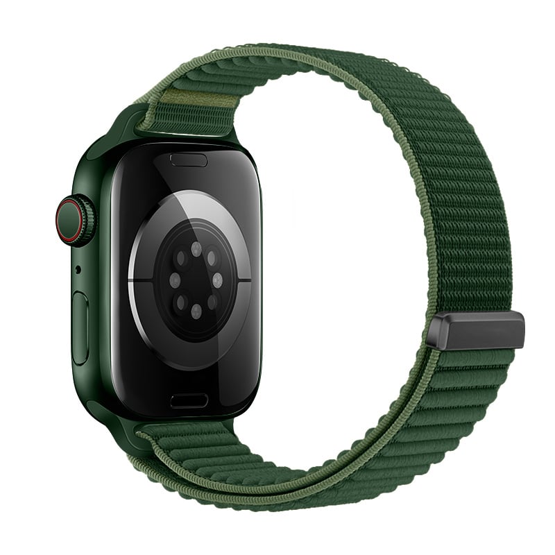 Strap-it Apple Watch Wave Nylonarmband (Dunkel Grün)
