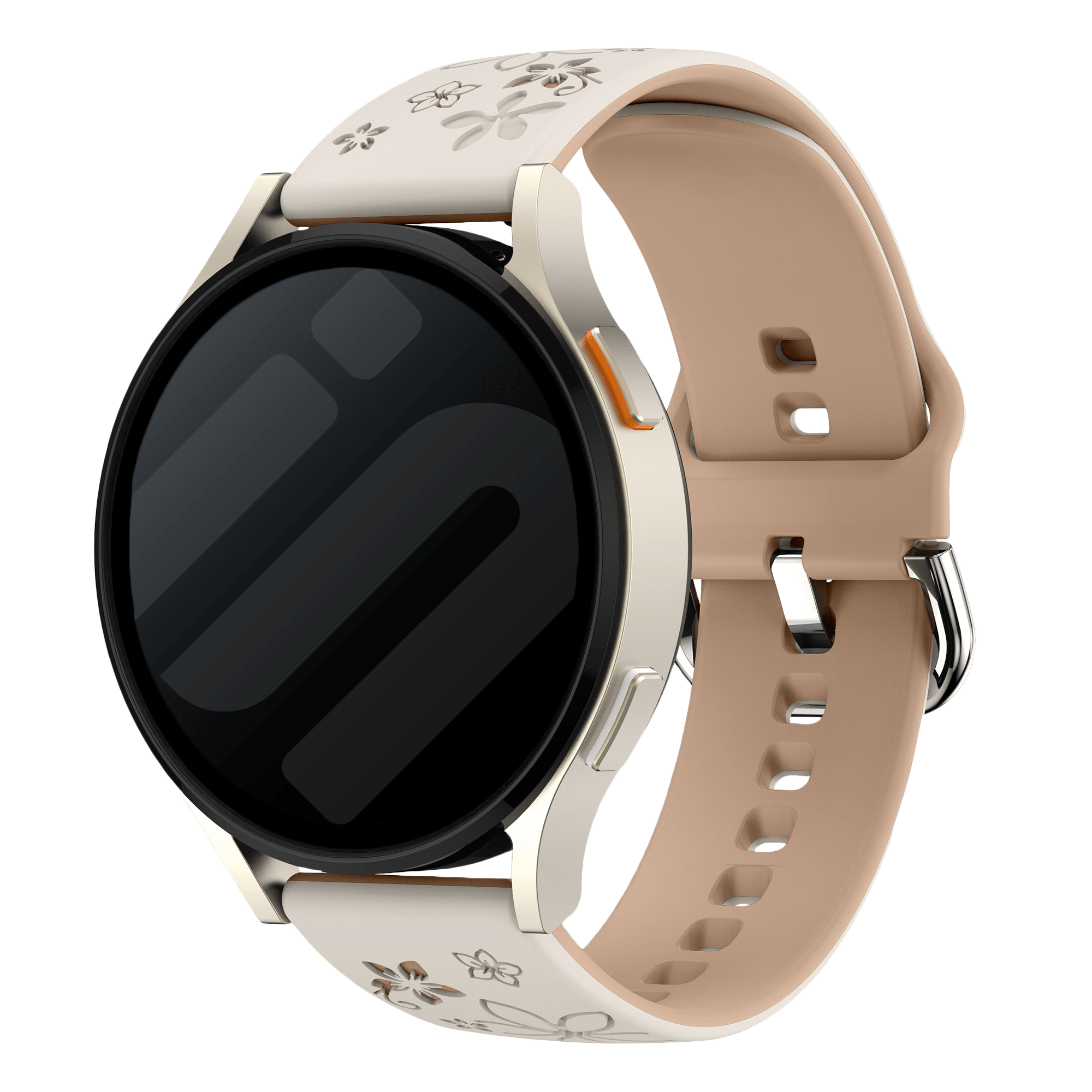 Samsung Galaxy Watch 4 Classic 46mm Flower Silikonarmband (Polarstern/Beige)