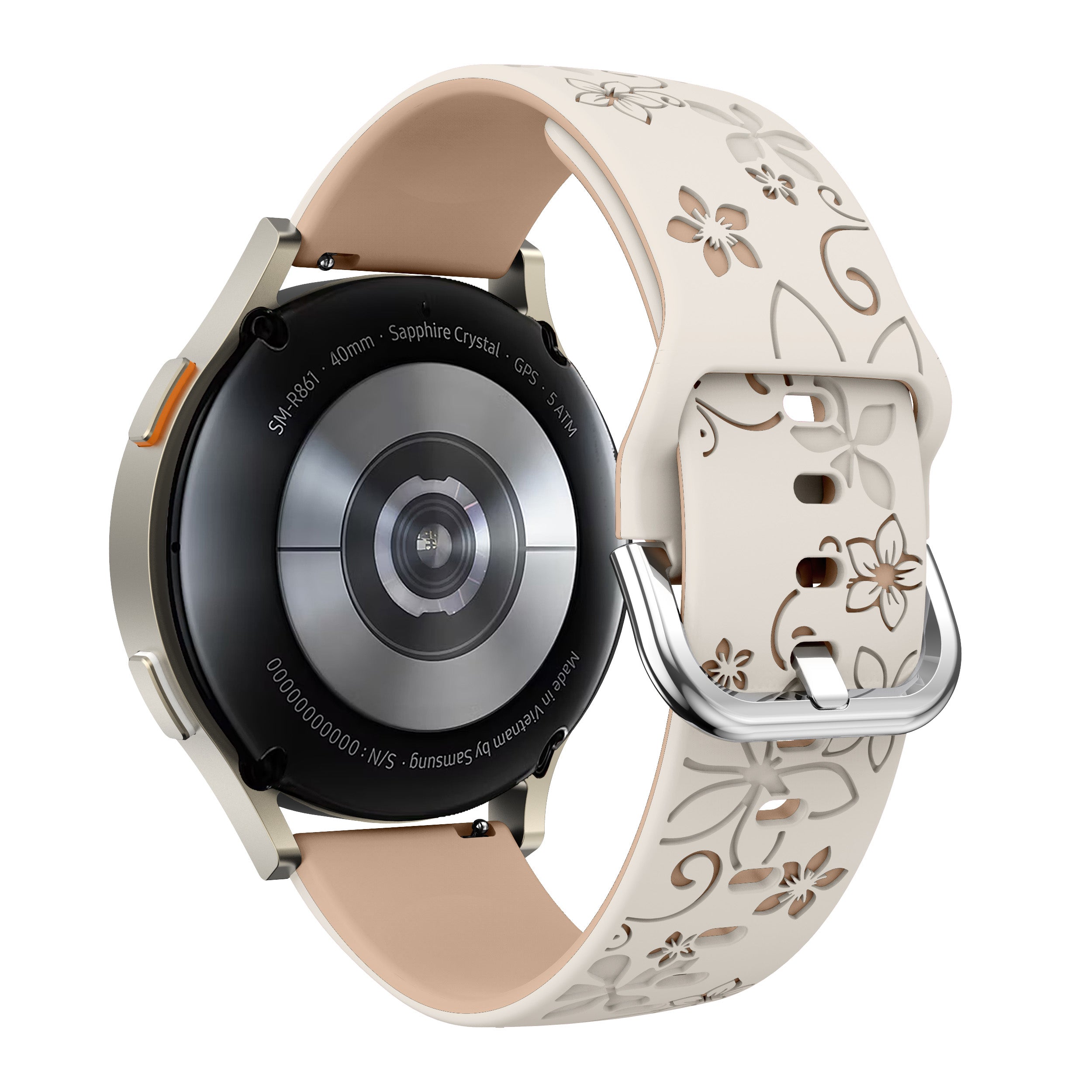 Samsung Galaxy Watch 4 Classic 46mm Flower Silikonarmband (Polarstern/Beige)