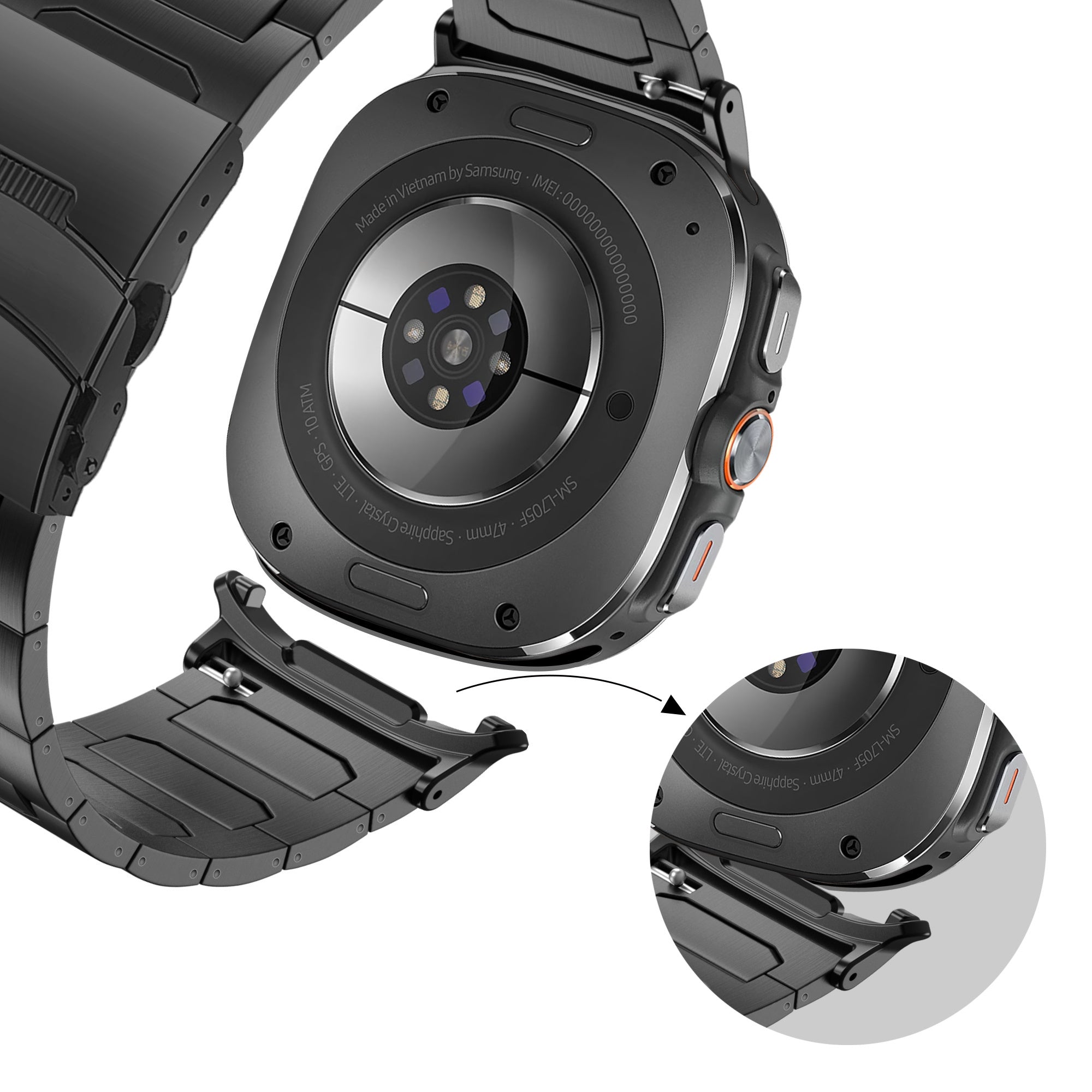 Bandz Samsung Galaxy Watch Ultra Titan Armband 'Deluxe' (Schwarz)