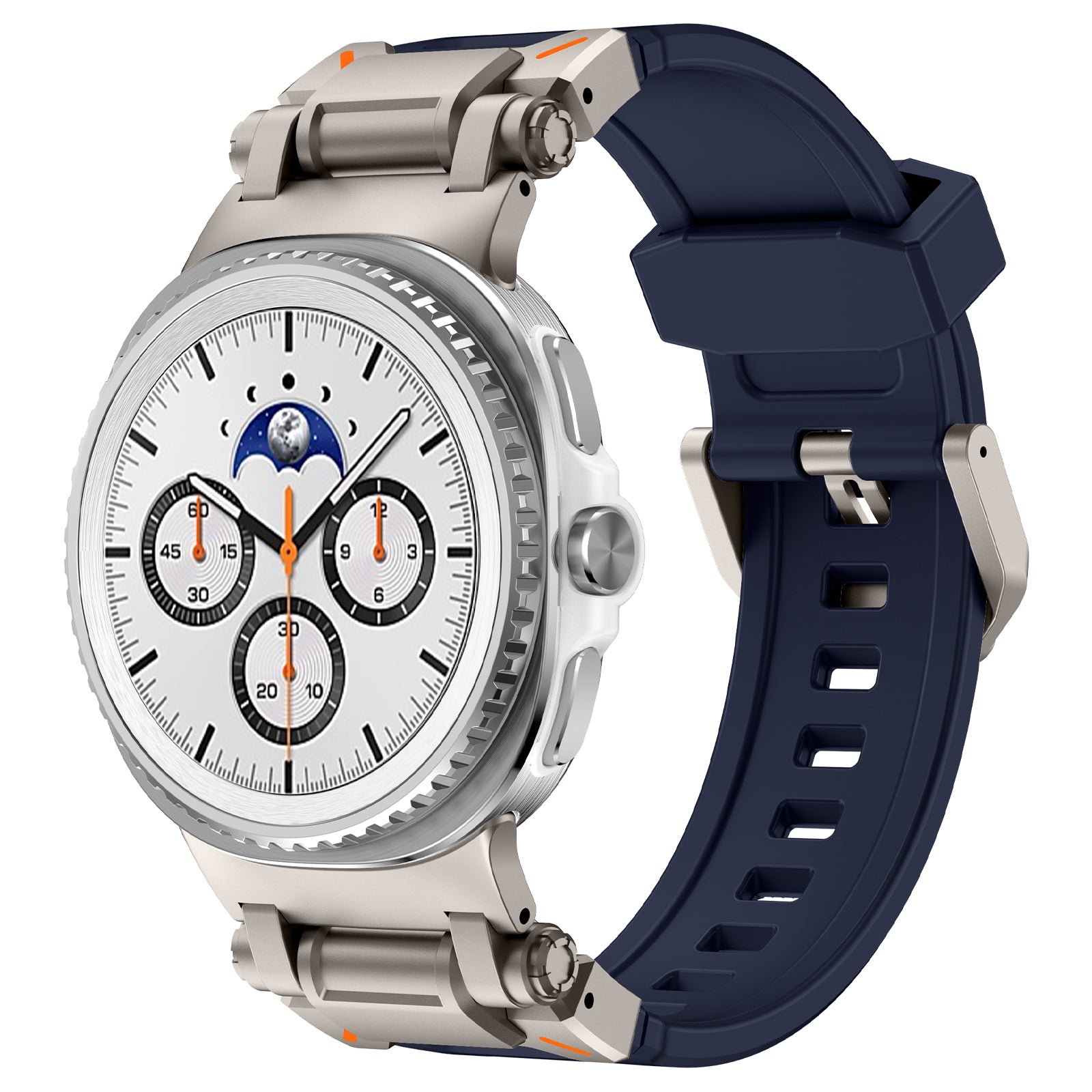Samsung Galaxy Watch 8 - 40mm 'Explorer' Silikonarmband (Blau mit Titan)