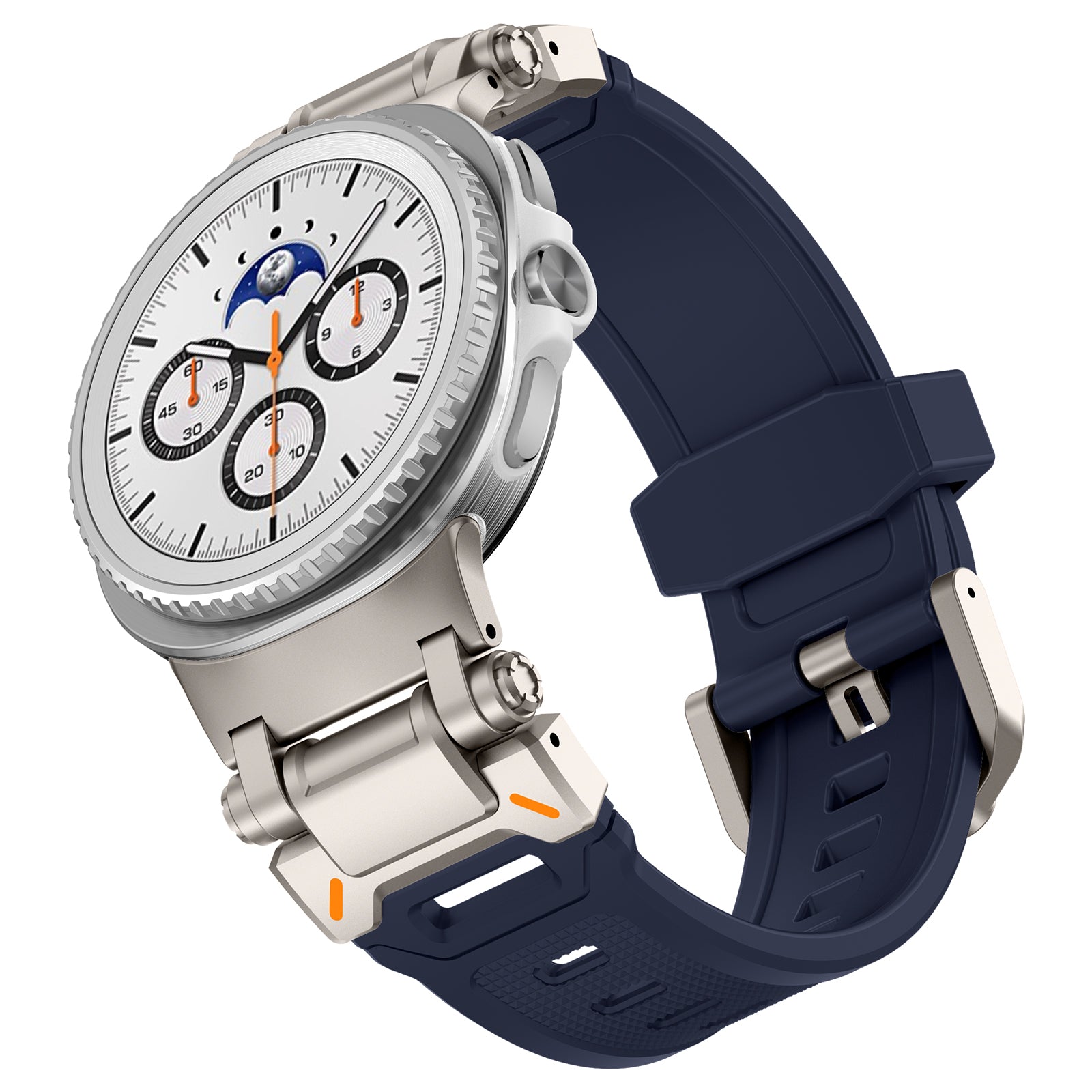 Samsung Galaxy Watch 8 - 40mm 'Explorer' Silikonarmband (Blau mit Titan)