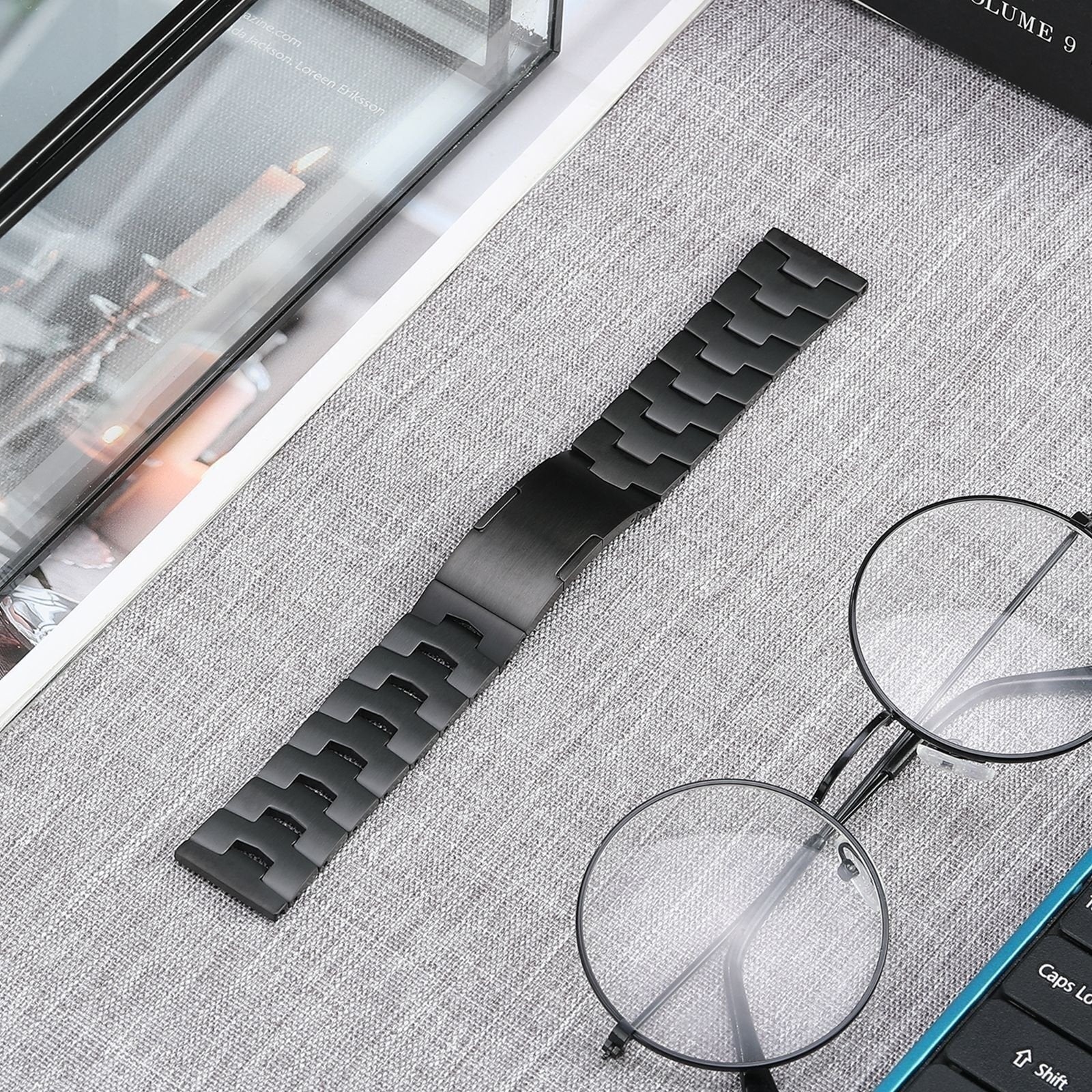 OnePlus Watch 3 Titan Grainarmband (flacher Verschluss) (Schwarz)