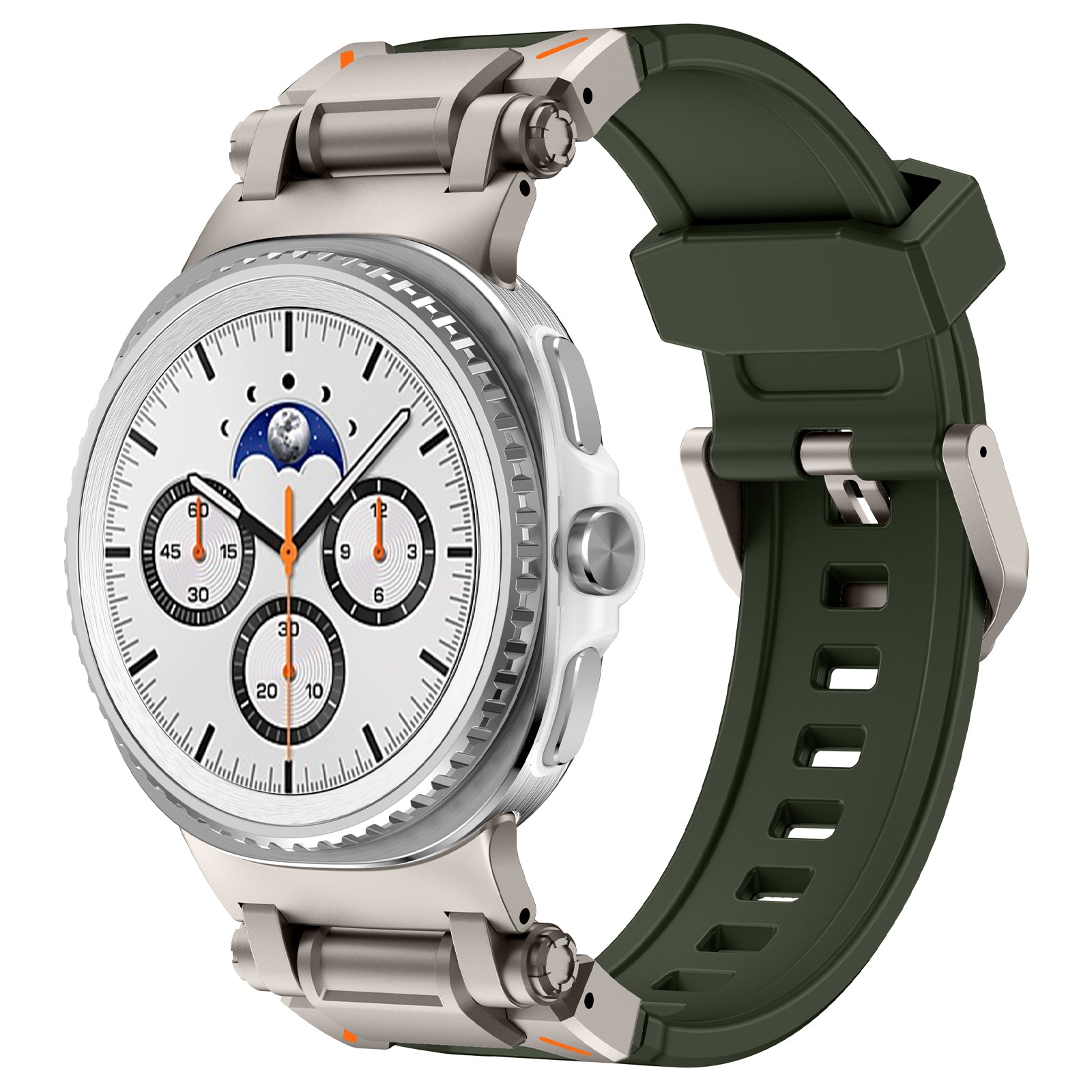 Samsung Galaxy Watch 8 - 44mm 'Explorer' Silikonarmband (Grün mit Titan)