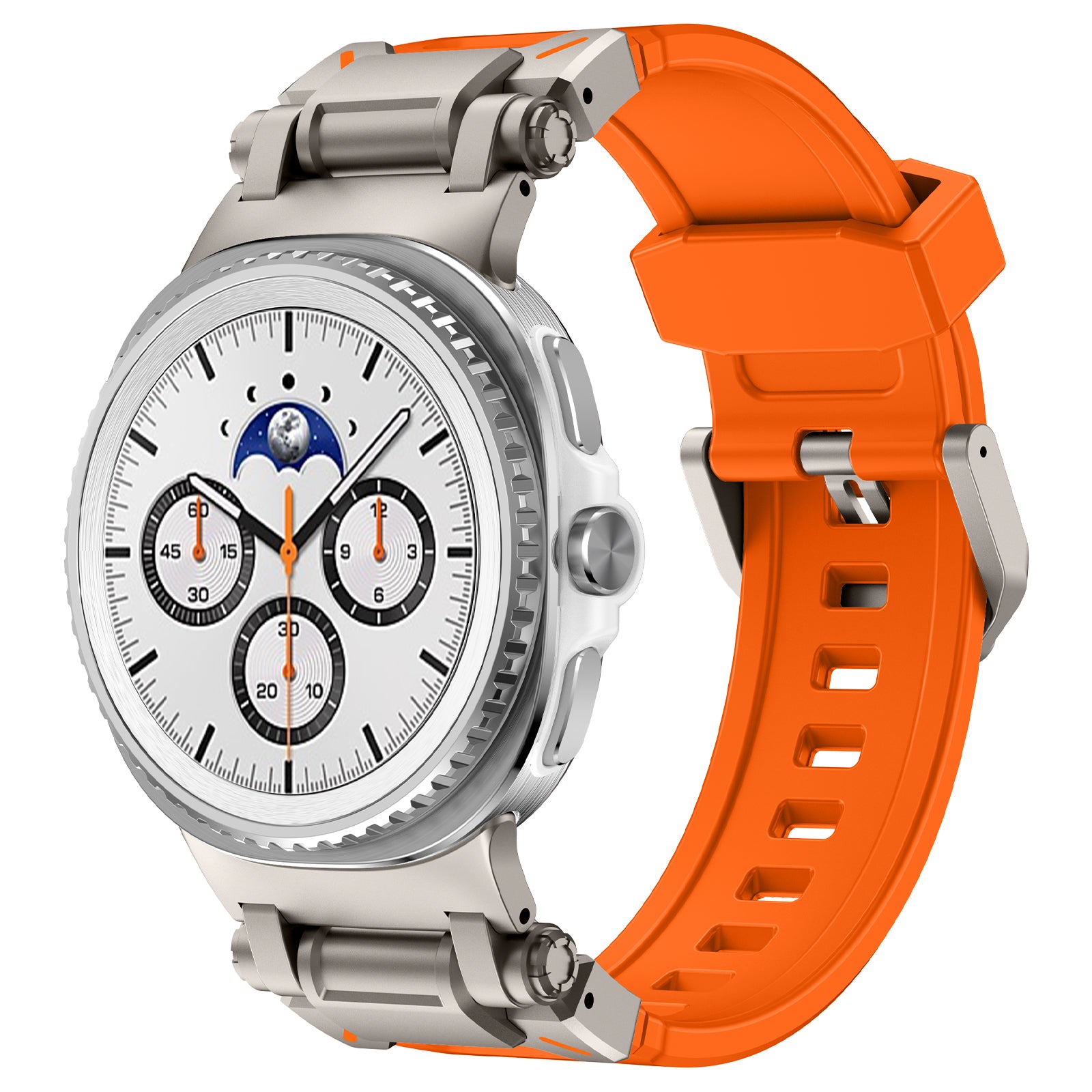 Samsung Galaxy Watch 8 - 40mm 'Explorer' Silikonarmband (Orange mit Titan)