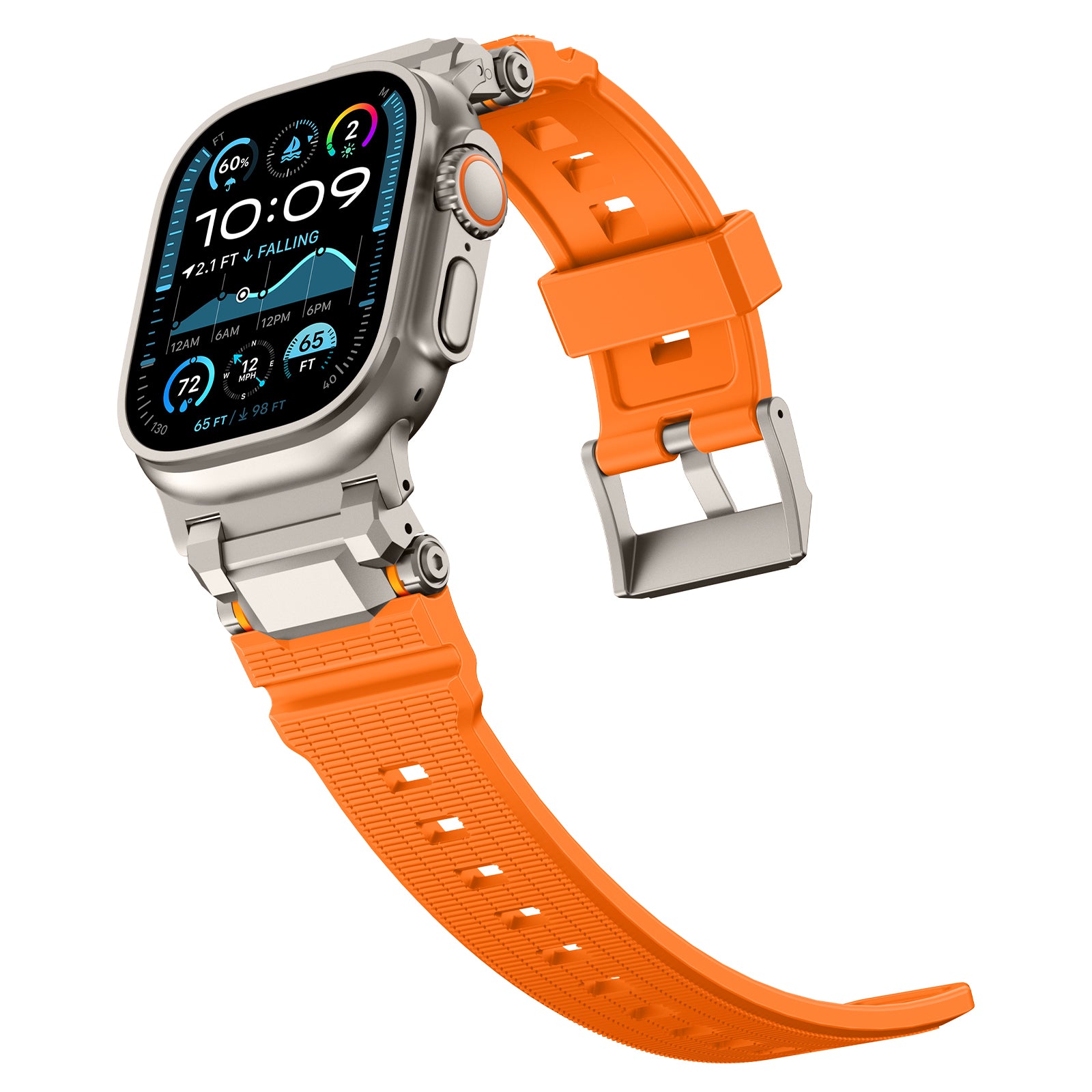 Apple Watch 'Adventurer' Silicone Strap (Orange with Titanium)