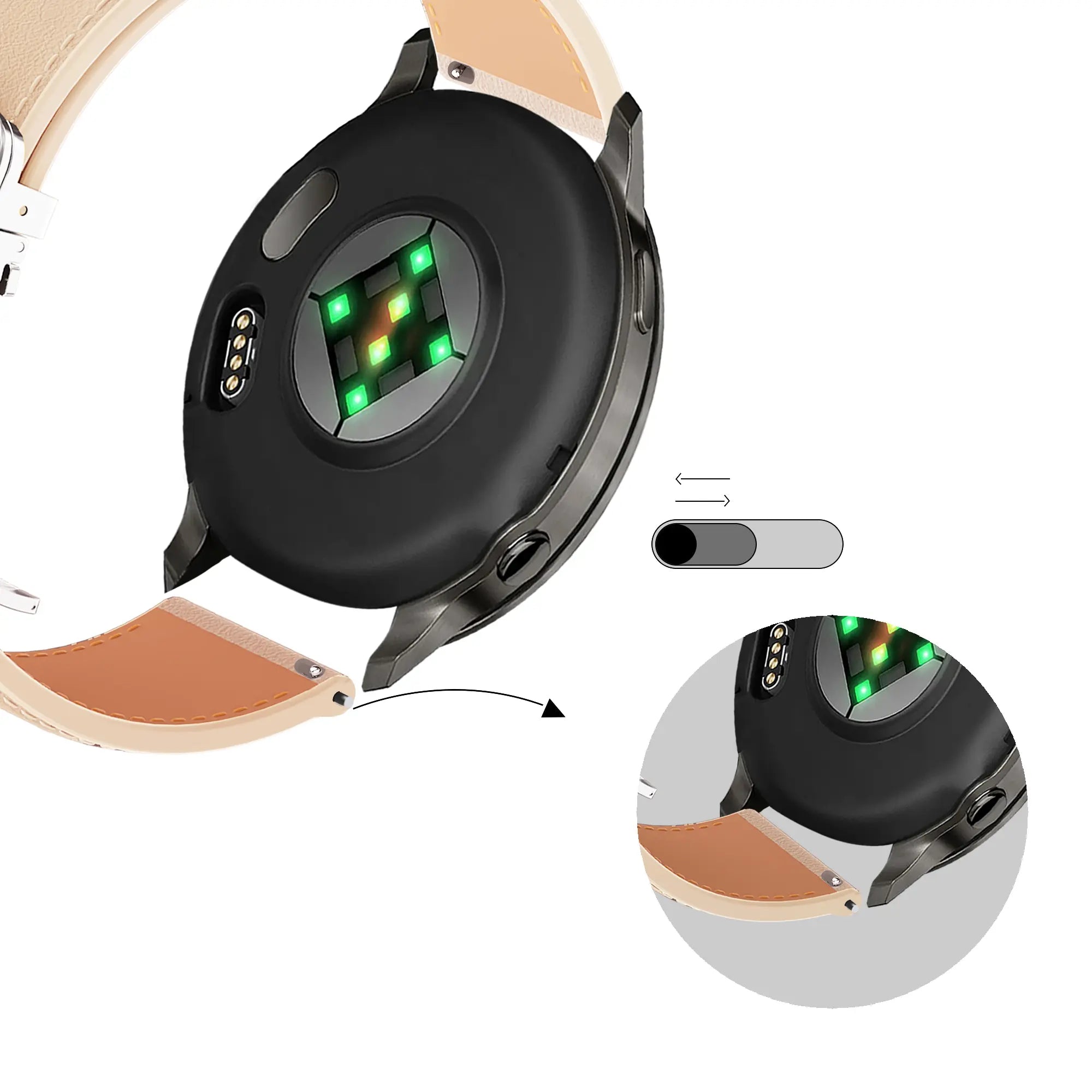 Bandz Amazfit GTS 4 Lederarmband 'D-Type' (Beige)