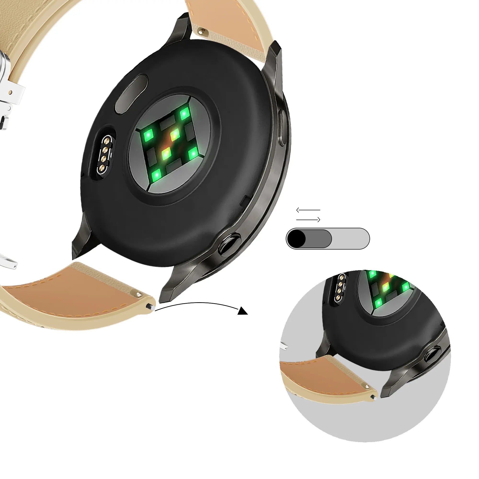 Bandz Amazfit Bip U Lederarmband 'D-Type' (Creme)