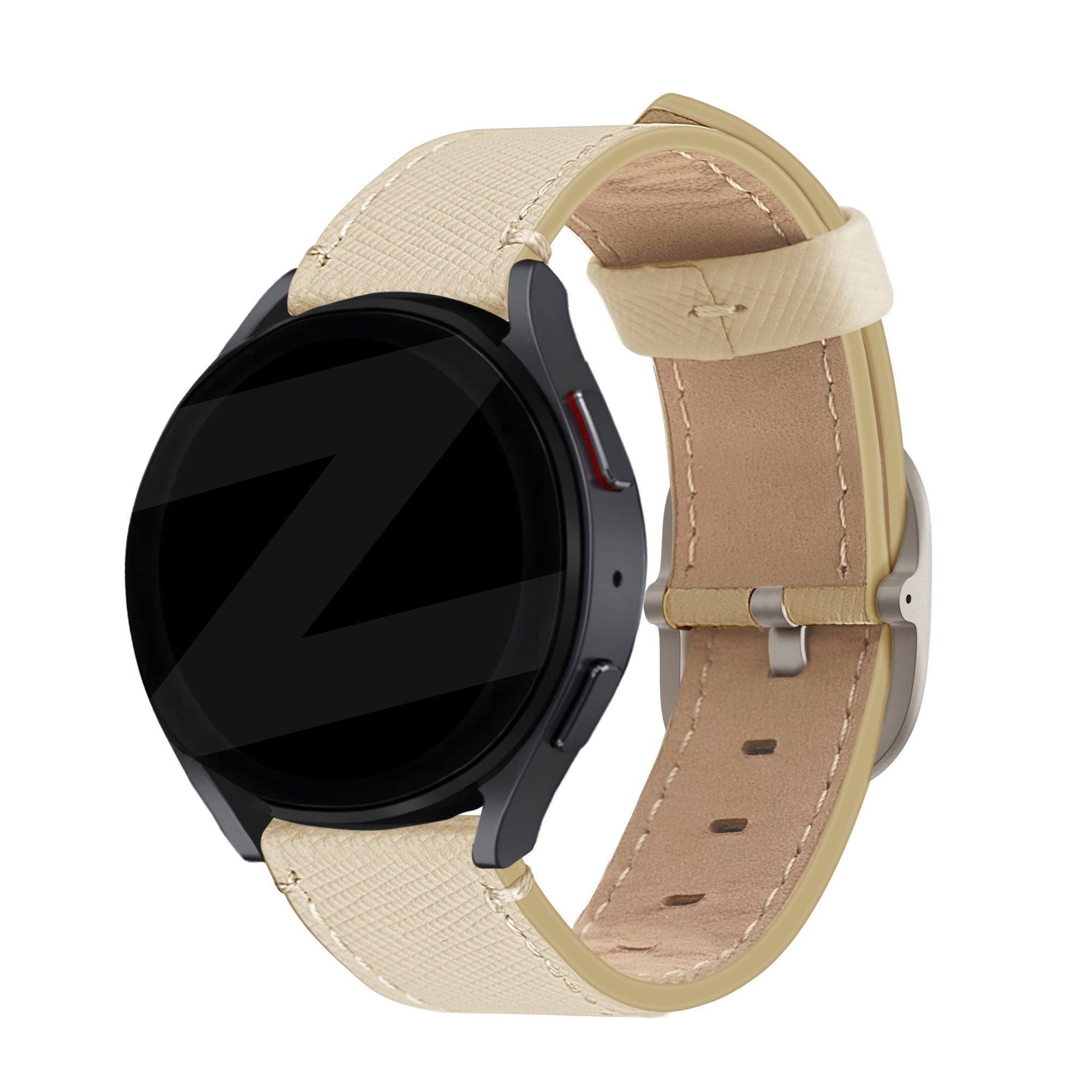 Bandz Huawei Watch GT 5 Pro - 46mm Lederarmband 'Deluxe' (Khaki)