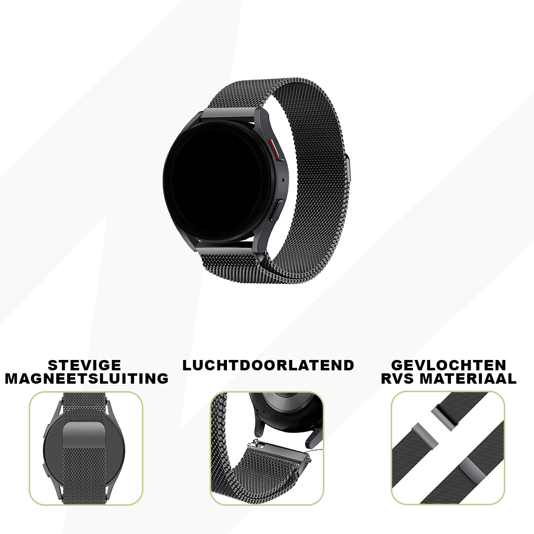 Bandz Garmin Venu 2 Milanese Loop Armband (Schwarz)