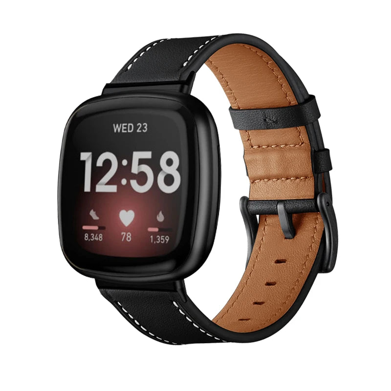 Fitbit Versa 3 Lederarmband (Schwarz)