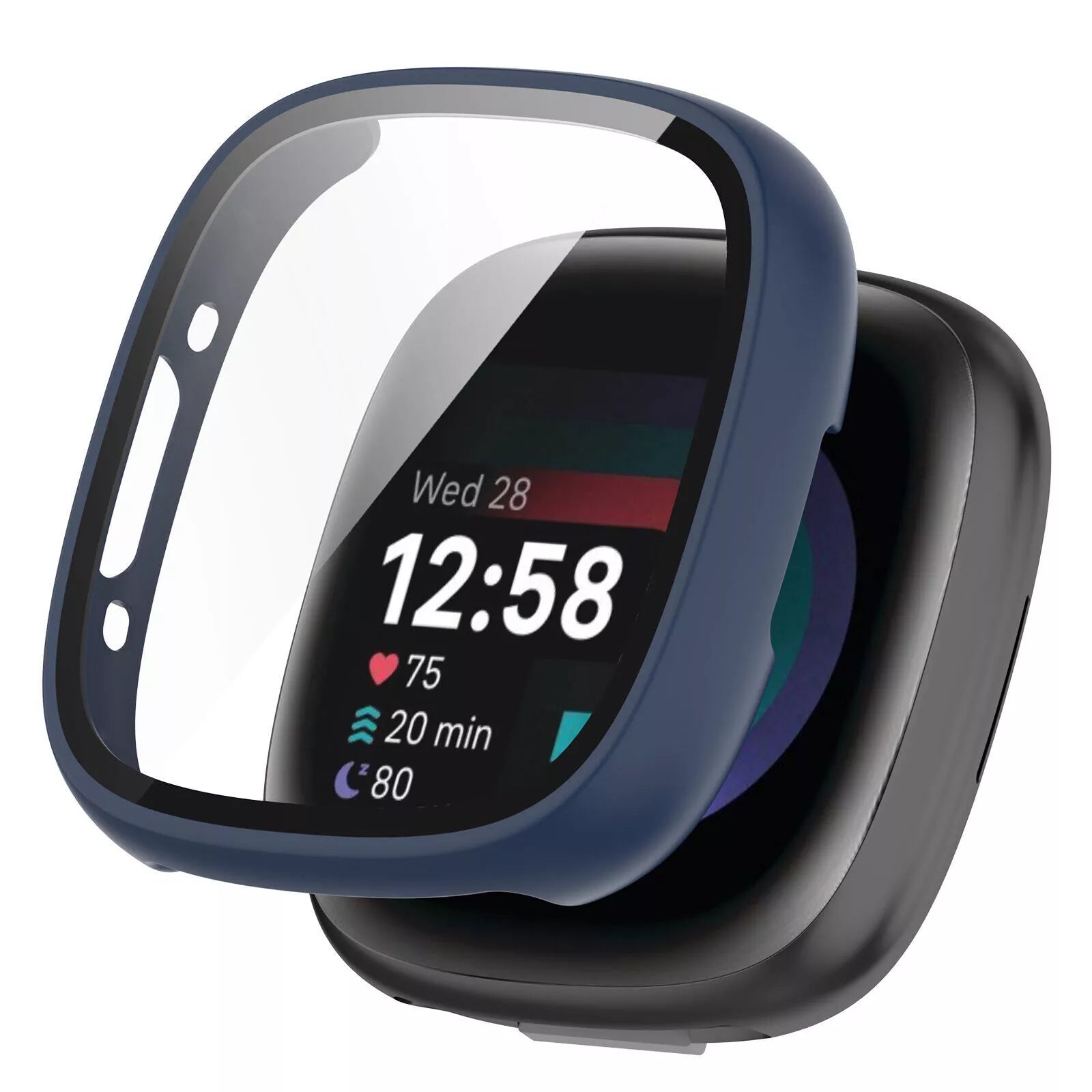 Fitbit Versa 4 / Sense 2 Hartschale mit Glass (Blau)