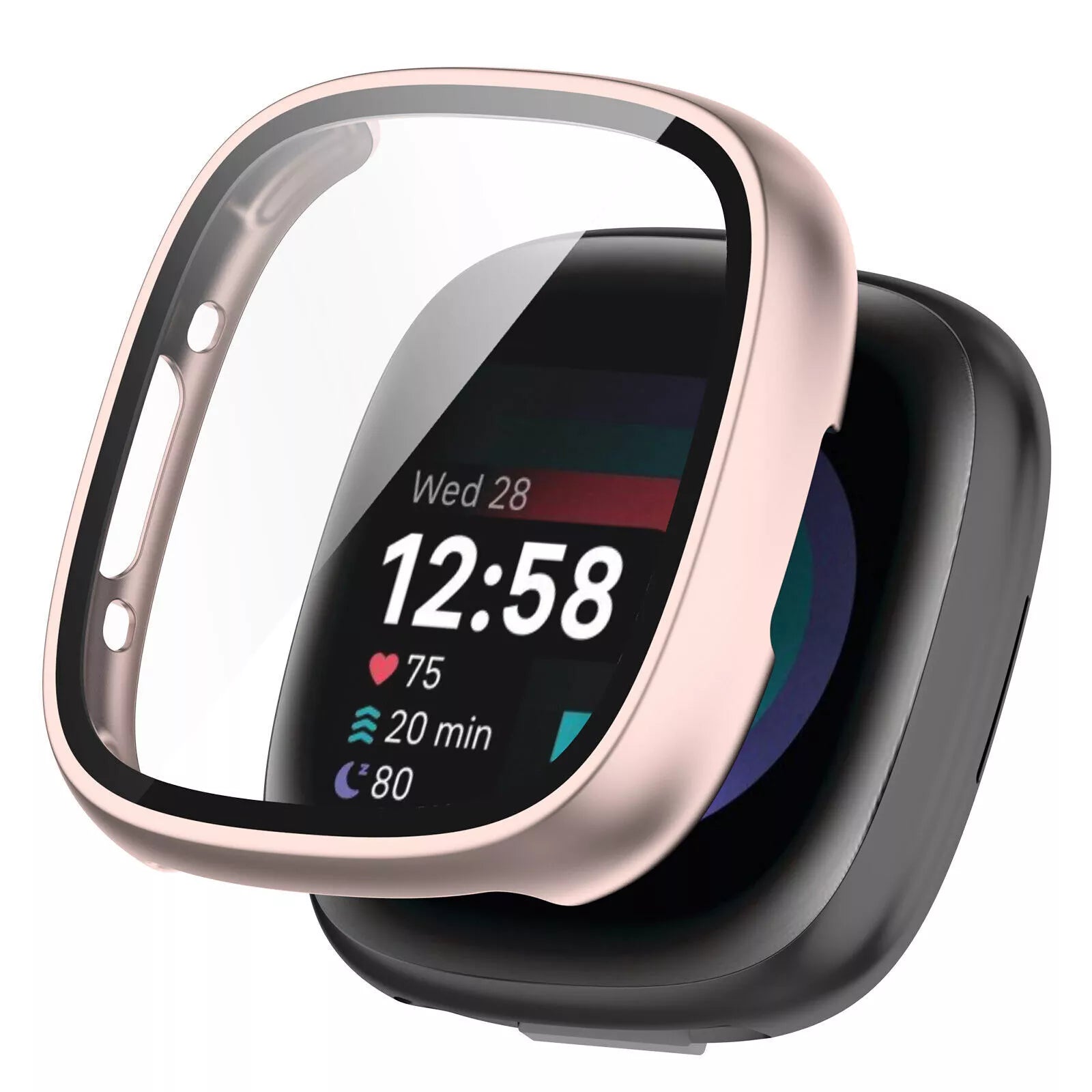 Fitbit Versa 4 / Sense 2 Hartschale mit Glass (Rosé Gold)