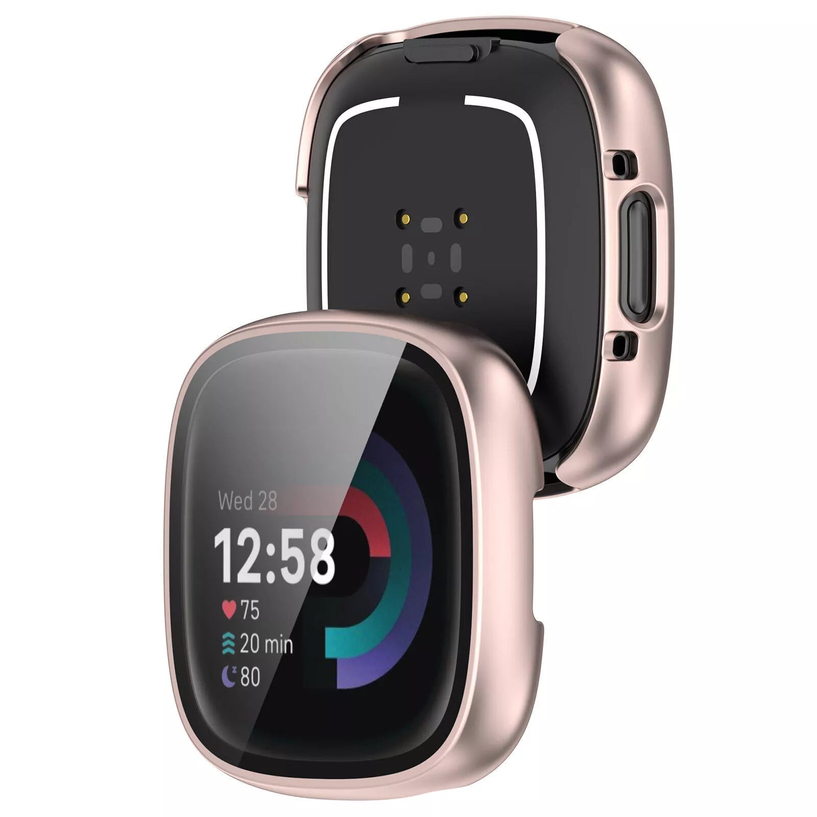 Fitbit Versa 4 / Sense 2 Hartschale mit Glass (Rosé Gold)