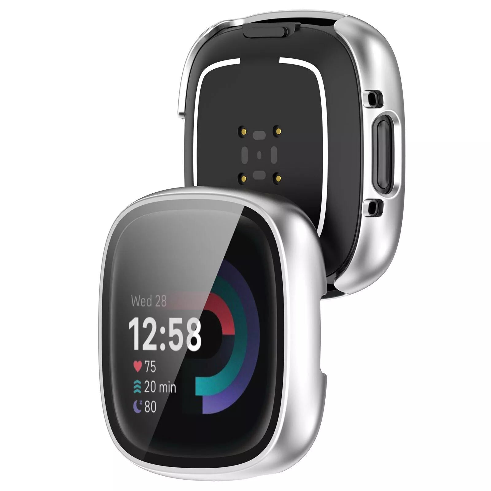 Fitbit Versa 4 / Sense 2 Hartschale mit Glass (Silber)