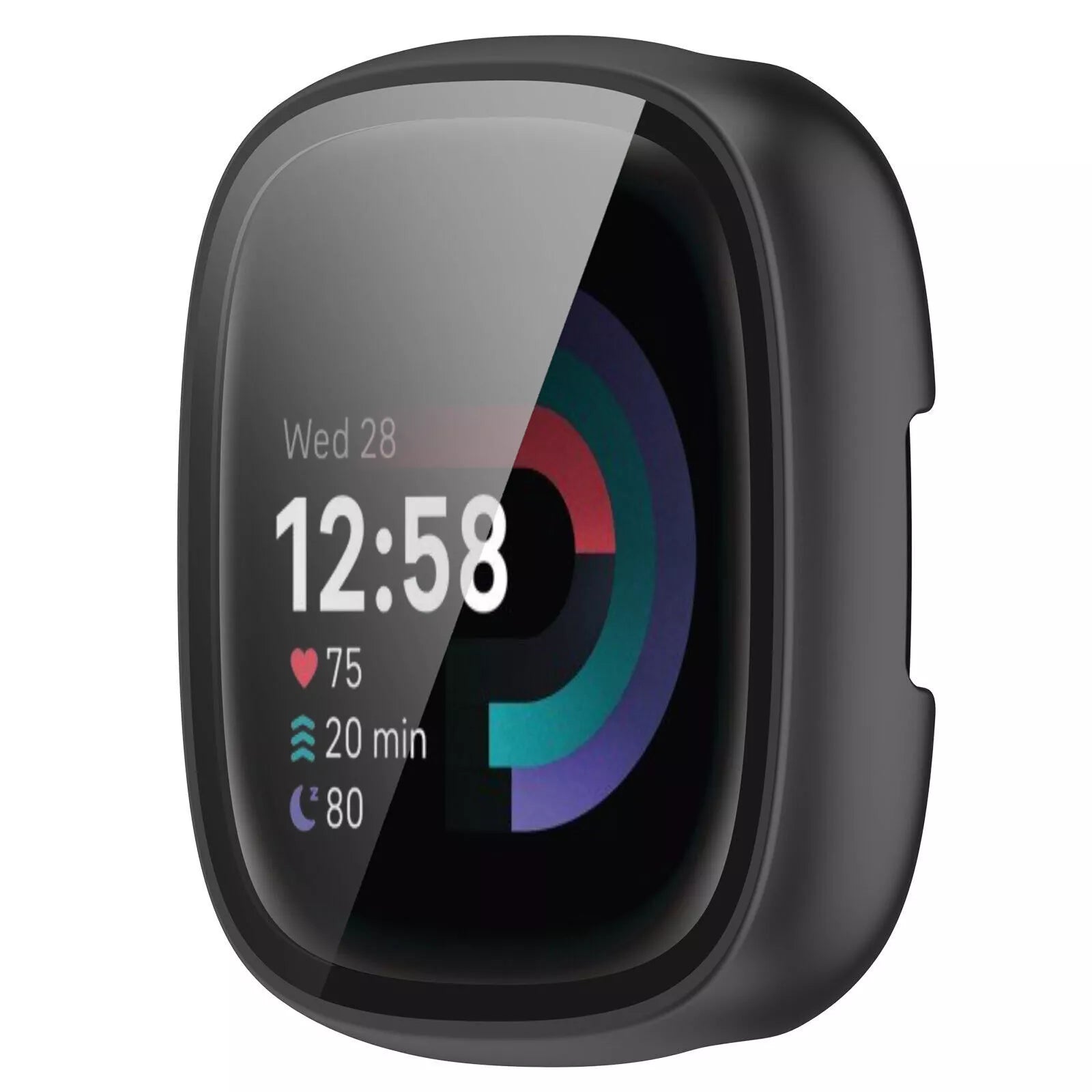 Fitbit Versa 4 / Sense 2 Hartschale mit Glass (Schwarz)