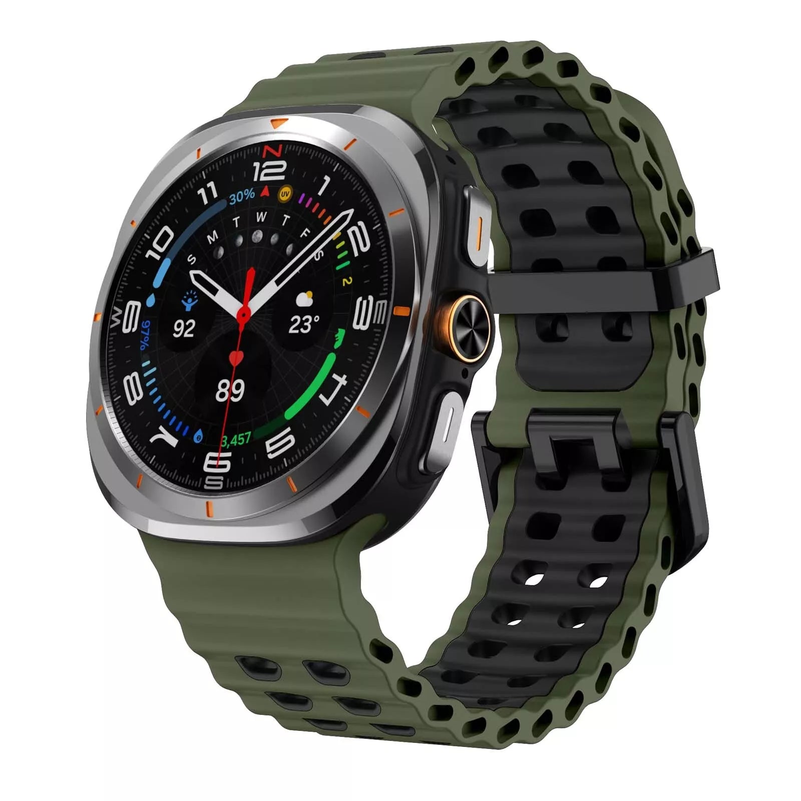 Samsung Galaxy Watch Ultra Wave Silikonarmband (Grün/Schwarz)