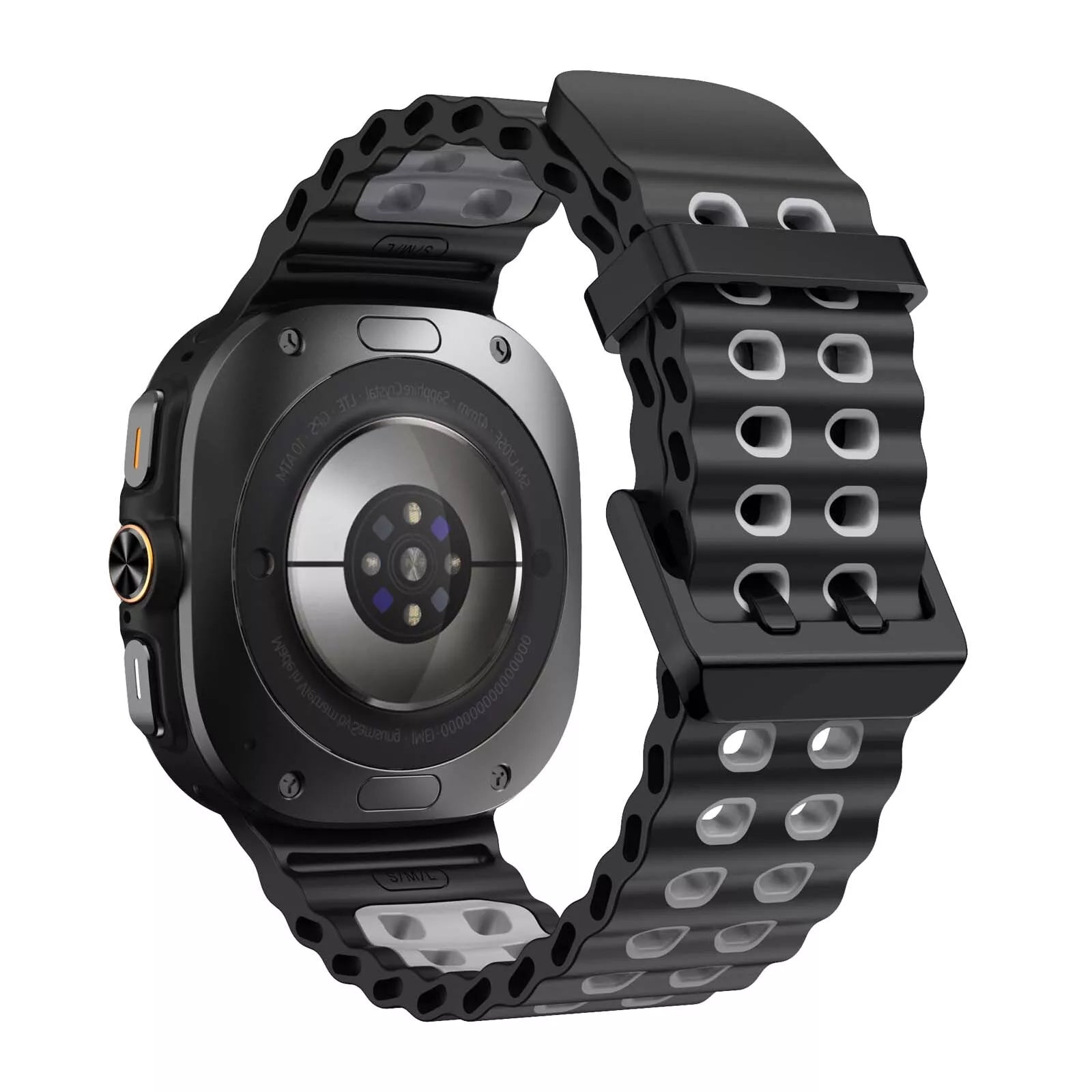 Samsung Galaxy Watch Ultra Wave Silikonarmband (Schwarz/Grau)