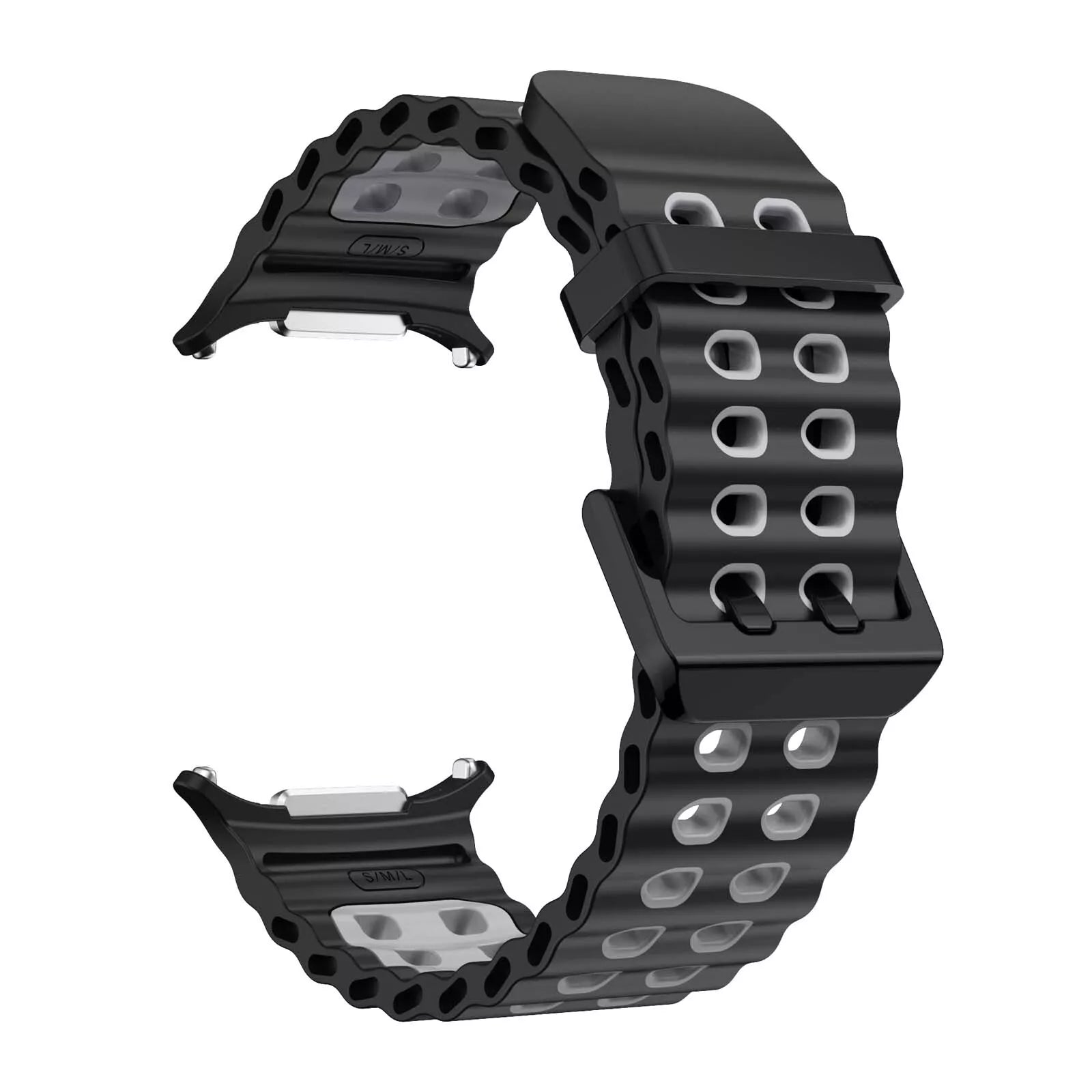Samsung Galaxy Watch Ultra Wave Silikonarmband (Schwarz/Grau)