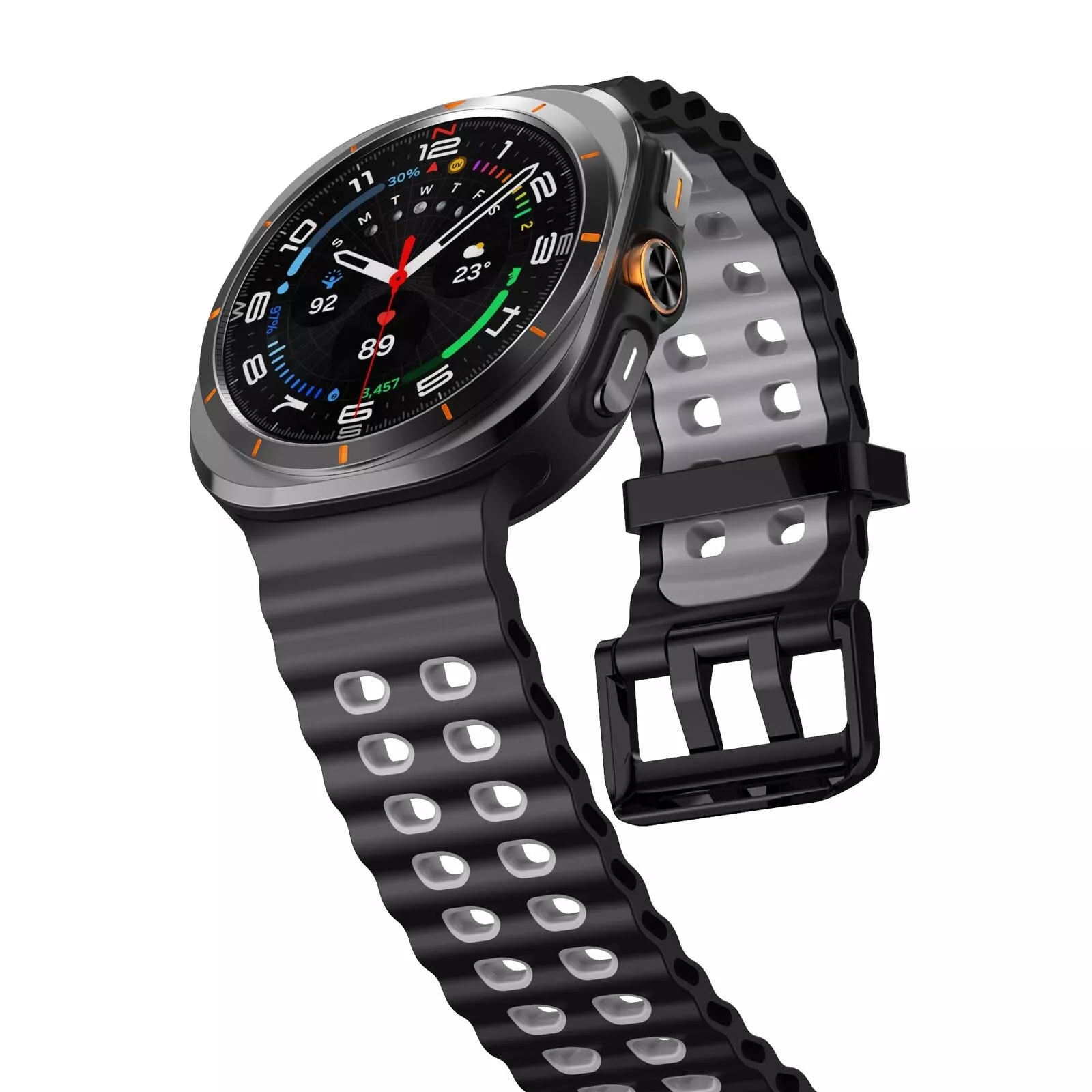 Samsung Galaxy Watch Ultra Wave Silikonarmband (Schwarz/Grau)