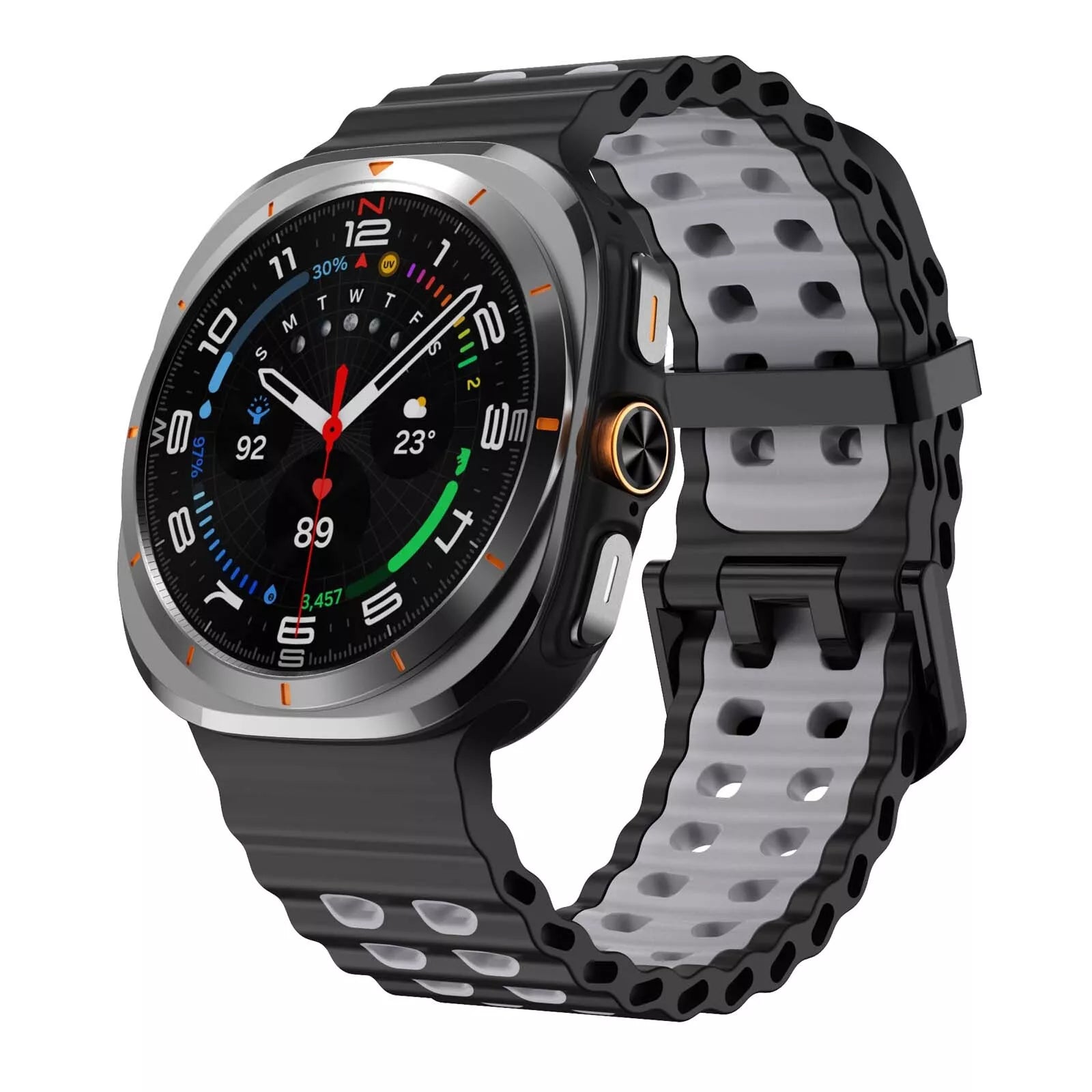 Samsung Galaxy Watch Ultra Wave Silikonarmband (Schwarz/Grau)