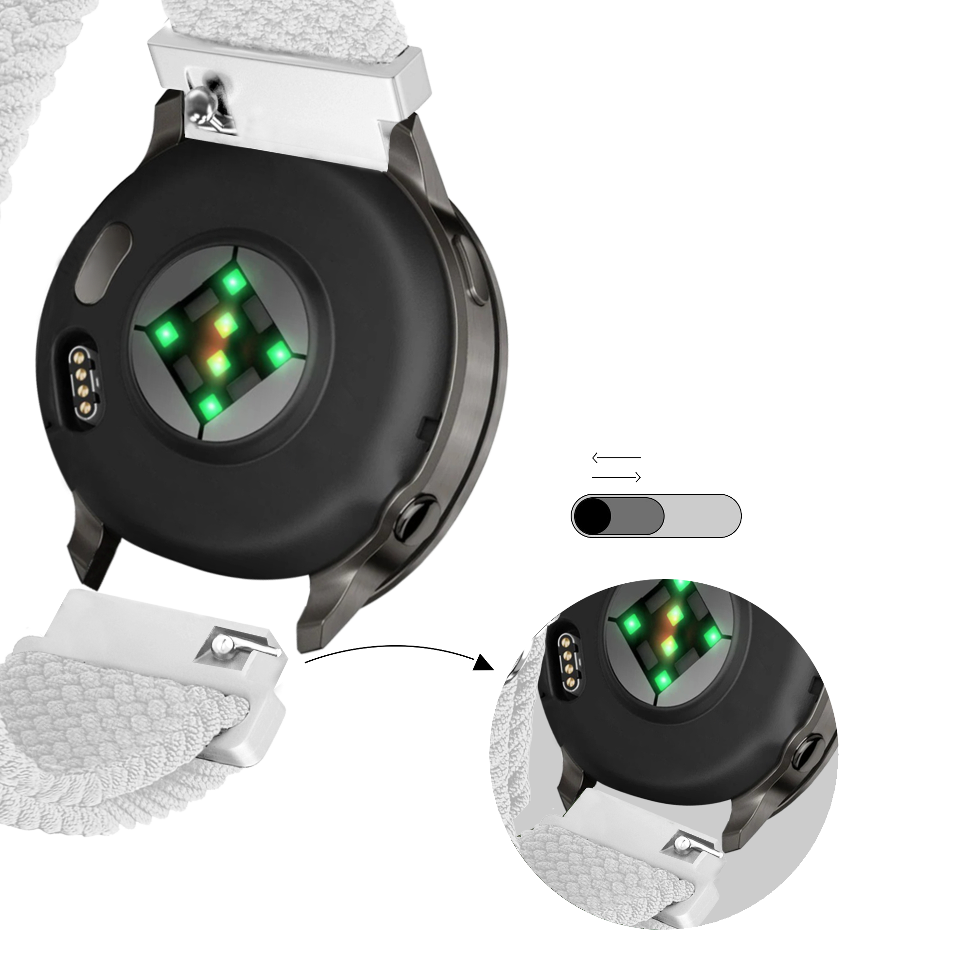 Bandz Garmin Forerunner 265s Verstellbares Geflochtenes Armband (Weiß)