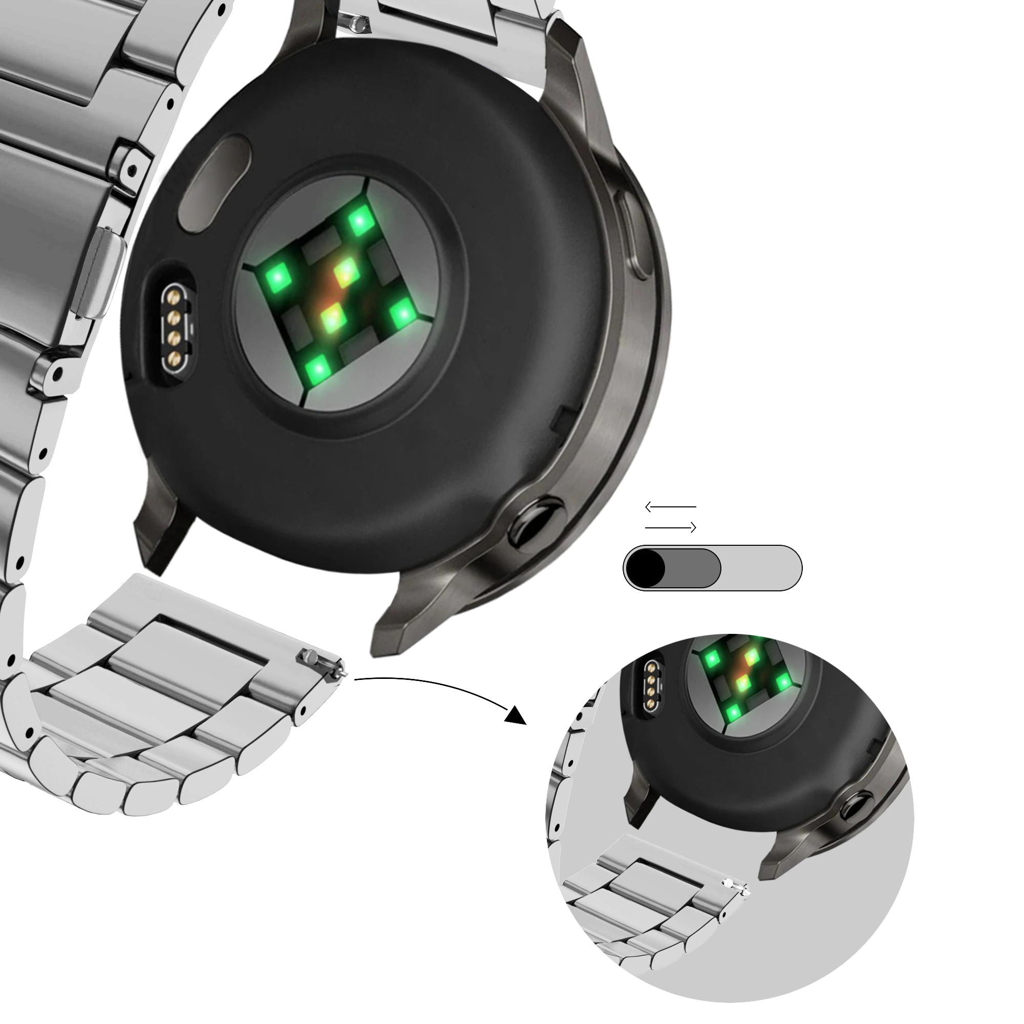 Bandz Garmin Vivomove 3s Stahlarmband 'Classic' (Silber)