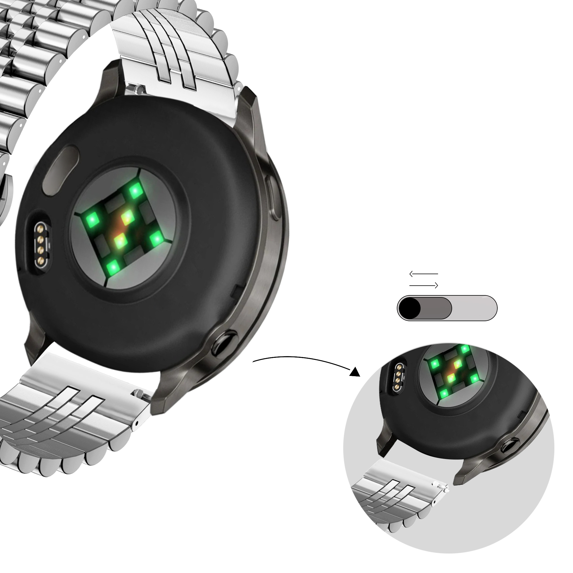 Bandz Garmin Vivoactive 3 Steel Strap 'Jubilee' (Silver)