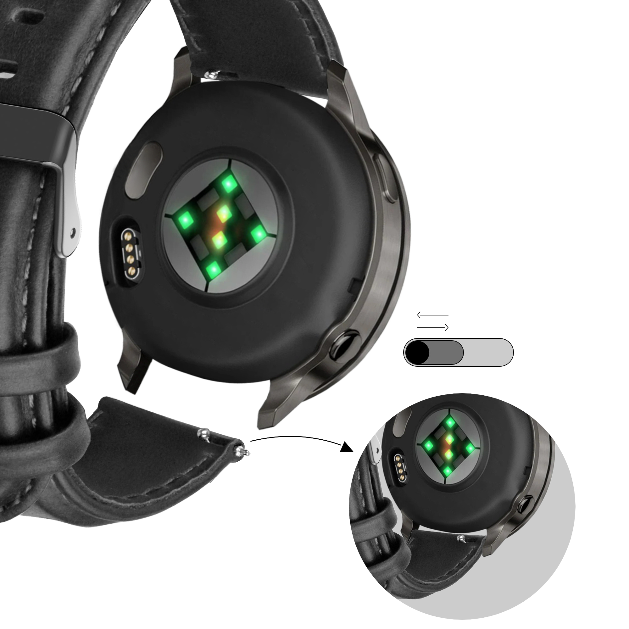 Bandz Garmin Approach S12 Leather Strap 'Classic' (Black)