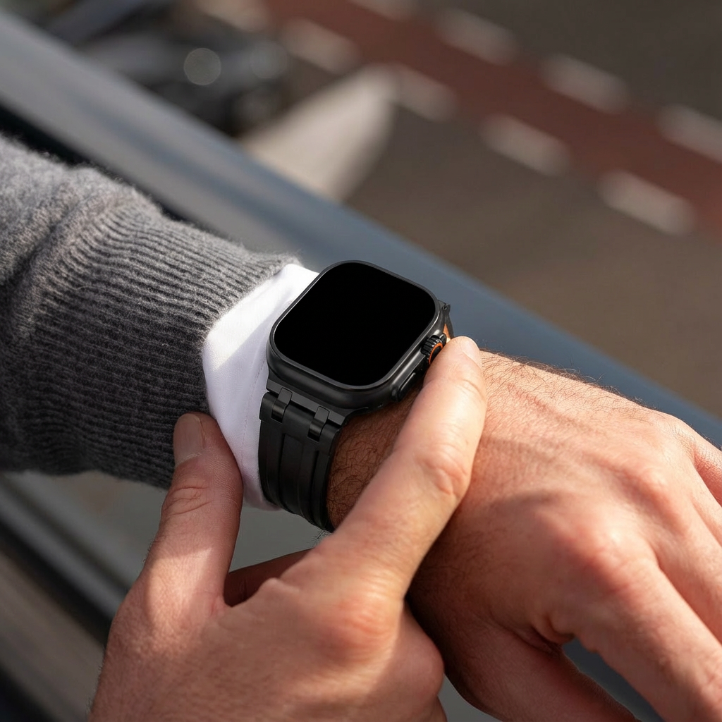 Apple Watch Robustes Lederarmband (Schwarz)