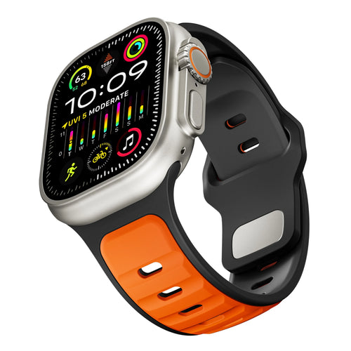 Apple Watch Premium Outdoor Silikonarmband (Orange/Schwarz)