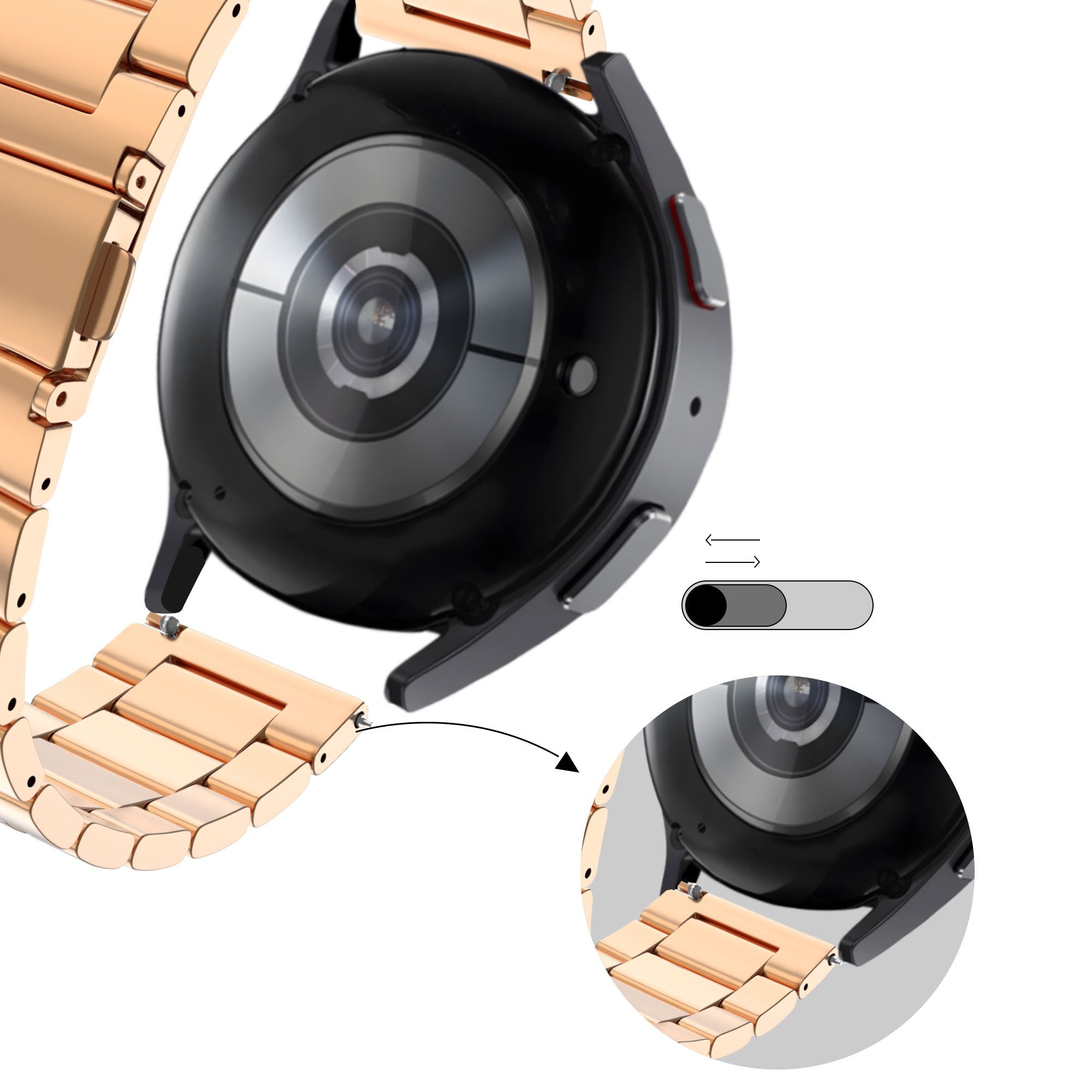 Bandz Garmin Vivomove Style Stahlarmband 'Classic' (Roségold)