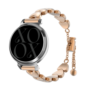 xoxo Wildhearts Pebble Round 2 - 14mm Steel Strap 'Hearts' (Rose Gold)