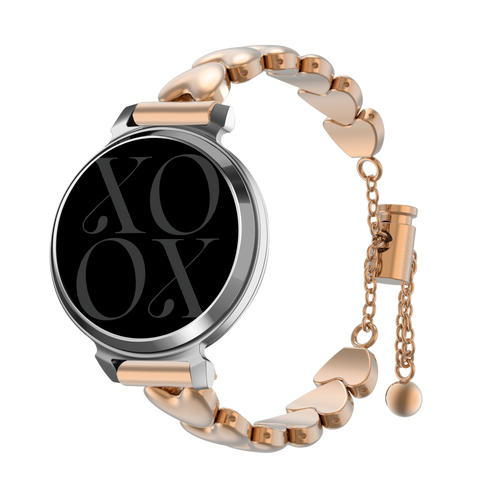 xoxo Wildhearts Pebble Round 2 - 14mm Steel Strap 'Hearts' (Rose Gold)