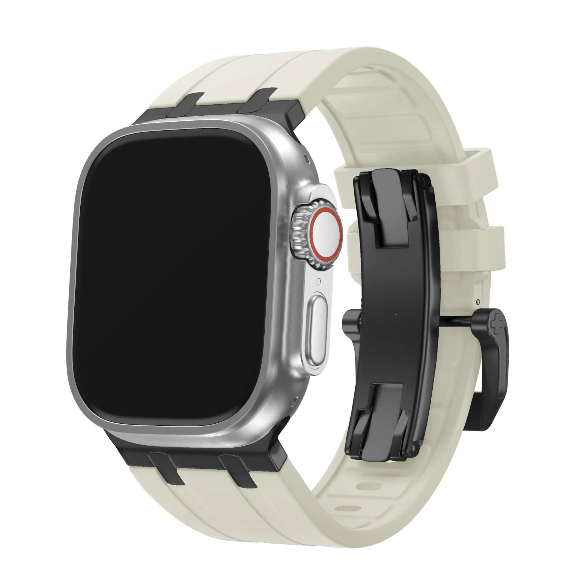 Balr. Apple Watch Ultra flüssiges Silikonarmband (Beige/Schwarz)