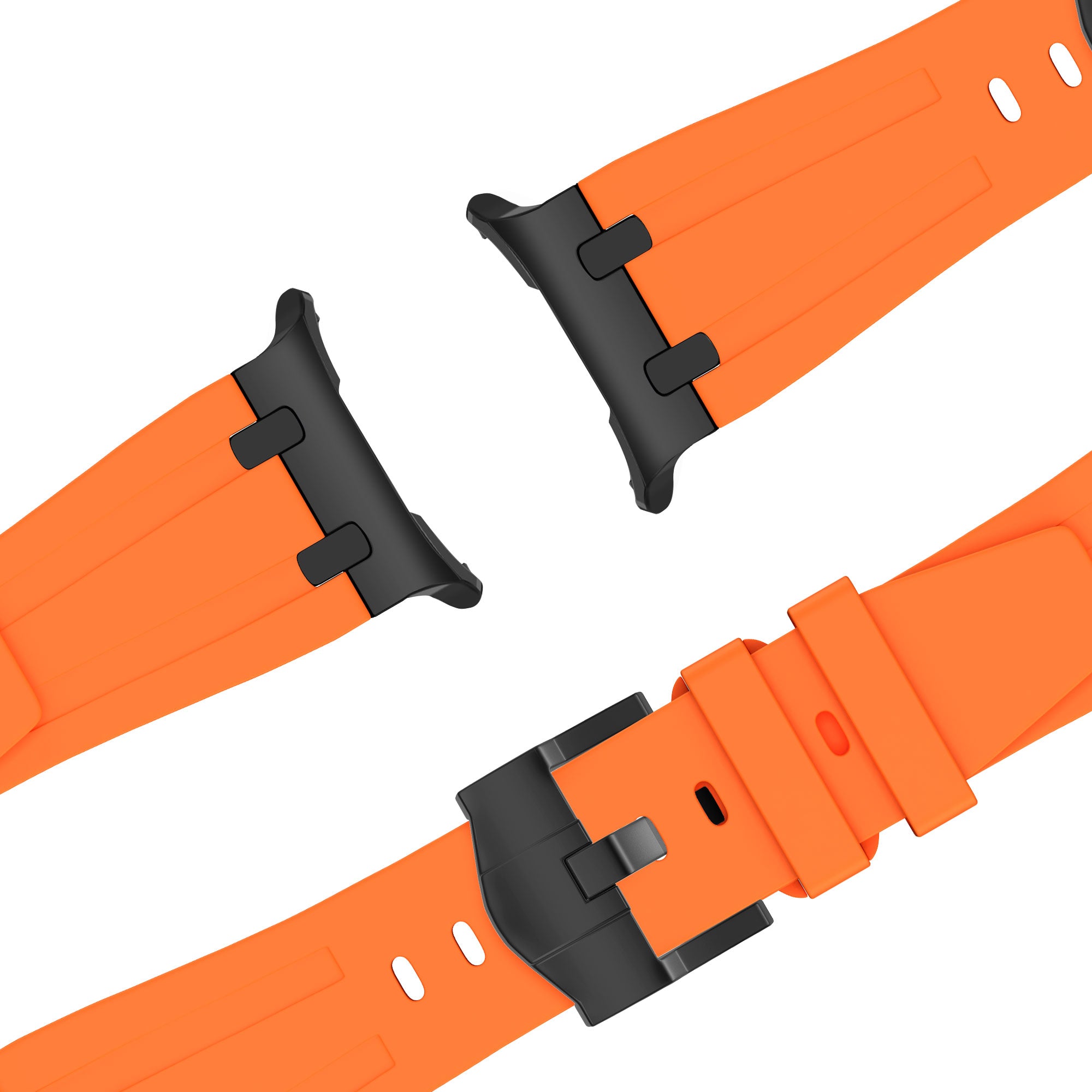 Bandz Samsung Galaxy Watch Ultra Silikonarmband 'Luxe Liquid' (Orange mit Schwarz)